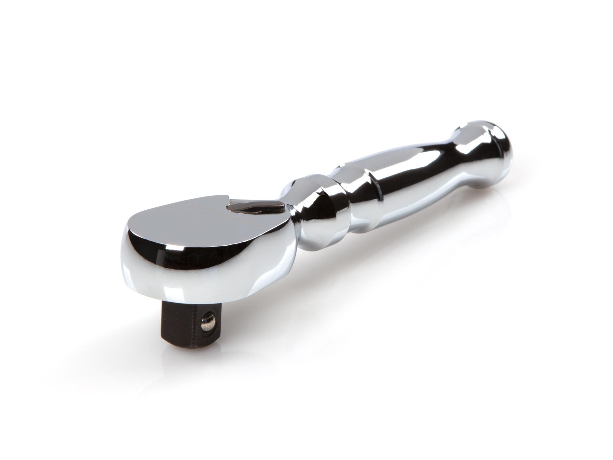 Front-right angle view of Tekton 4 1/2 inch ratchet. Item #SRH01104