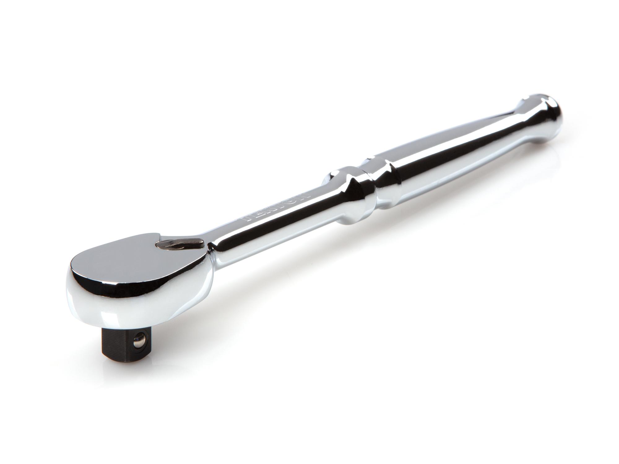 Front-right angle view of Tekton 8 inch ratchet. Item #SRH01108