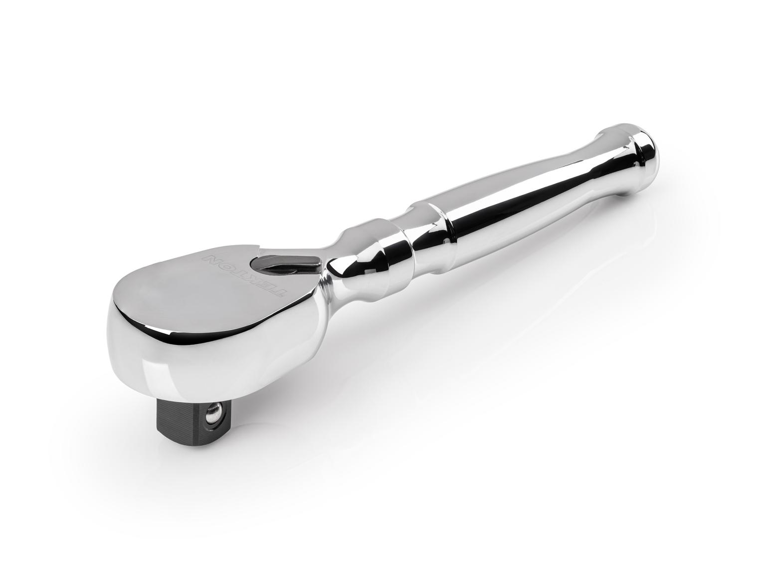 Front-right angle view of Tekton 6 inch ratchet. Item #SRH01206