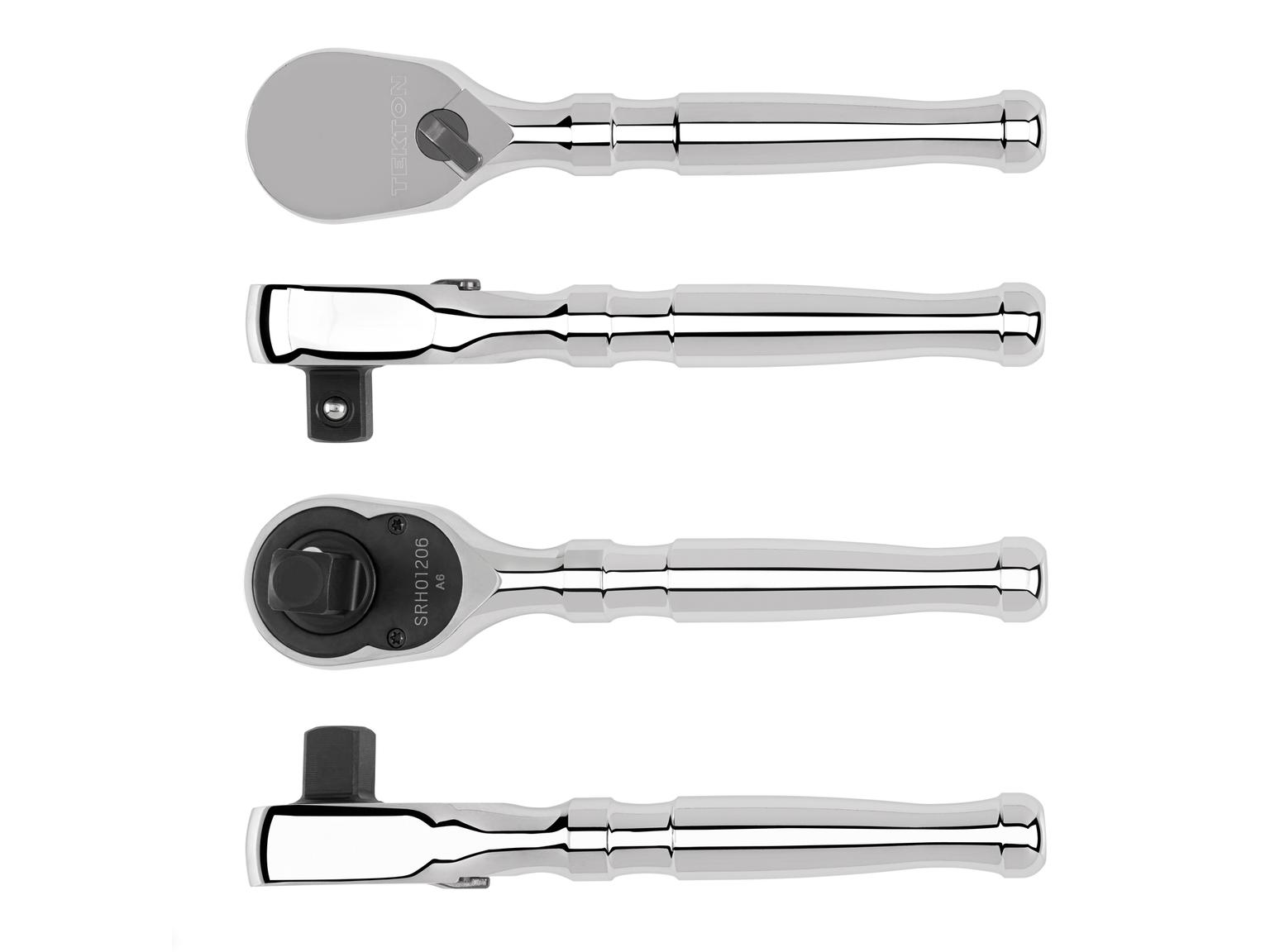 Side view of Tekton 6 inch ratchet. Item #SRH01206