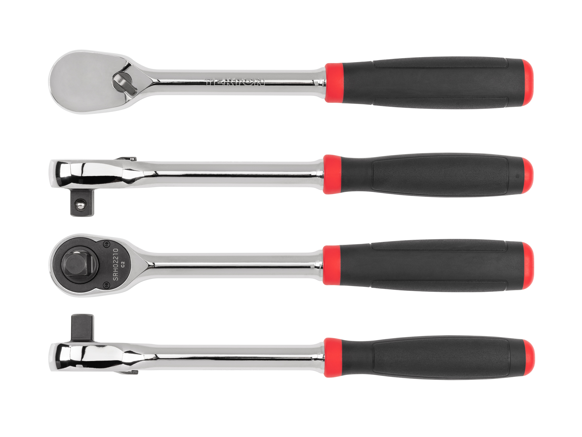 Classic non-quick-release ratchet with 90-tooth gear and 4-degree swing. Ultra-compact head and comfort grip handle. SRH02210.