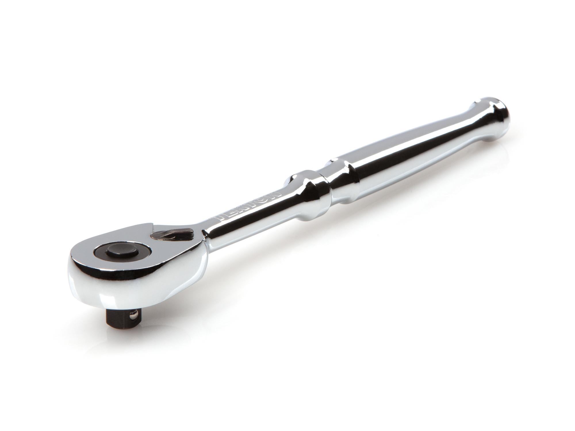 Front-right angle view of Tekton 6 inch ratchet. Item #SRH11006