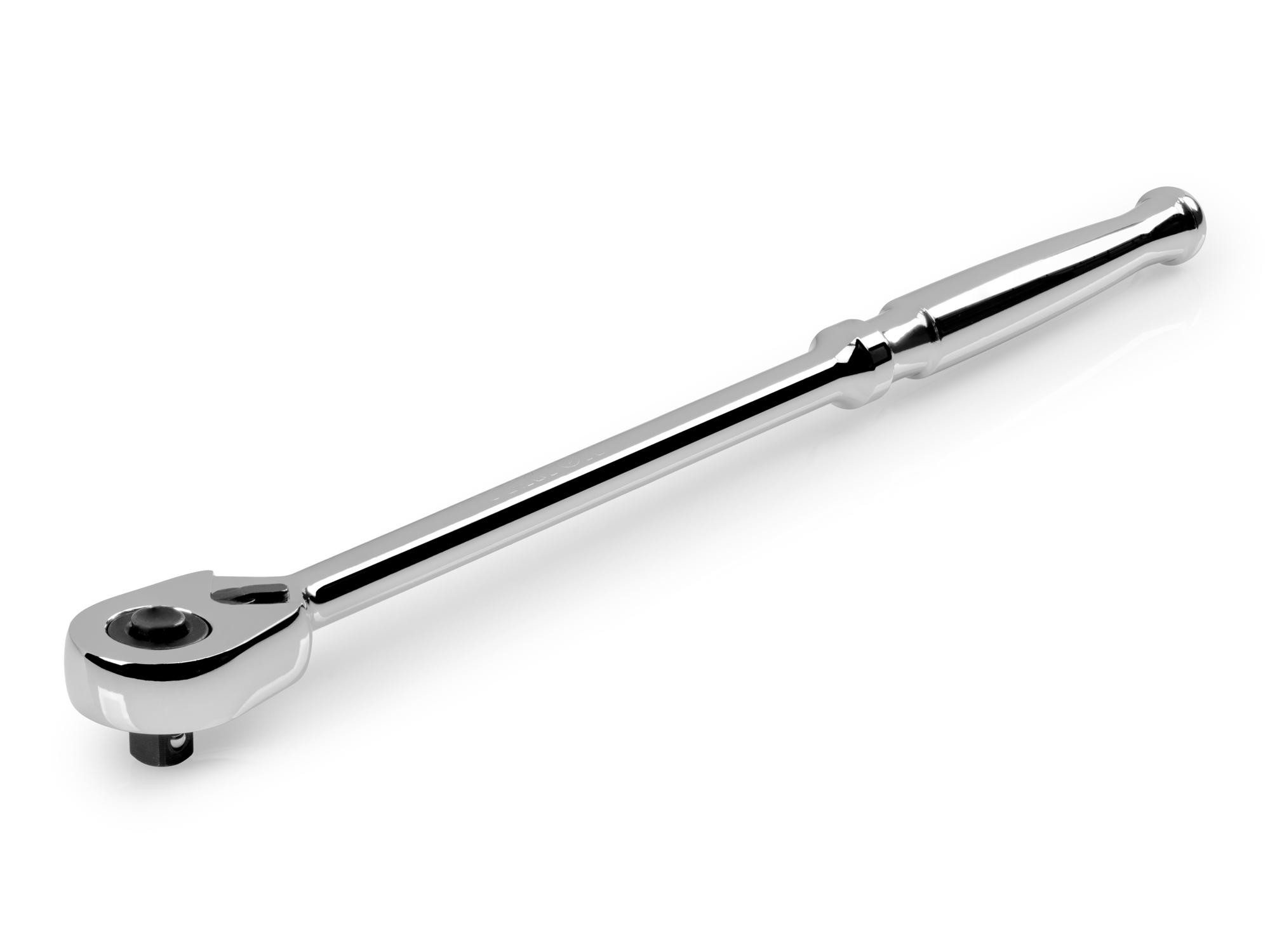 Front-right angle view of Tekton 9 inch ratchet. Item #SRH11009