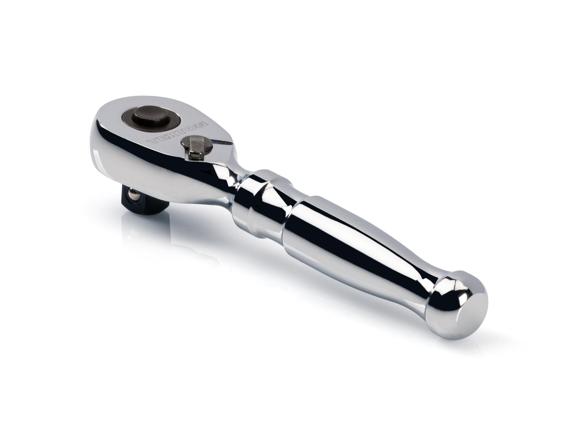 Back angle view of Tekton 4 1/2 inch ratchet. Item #SRH11104