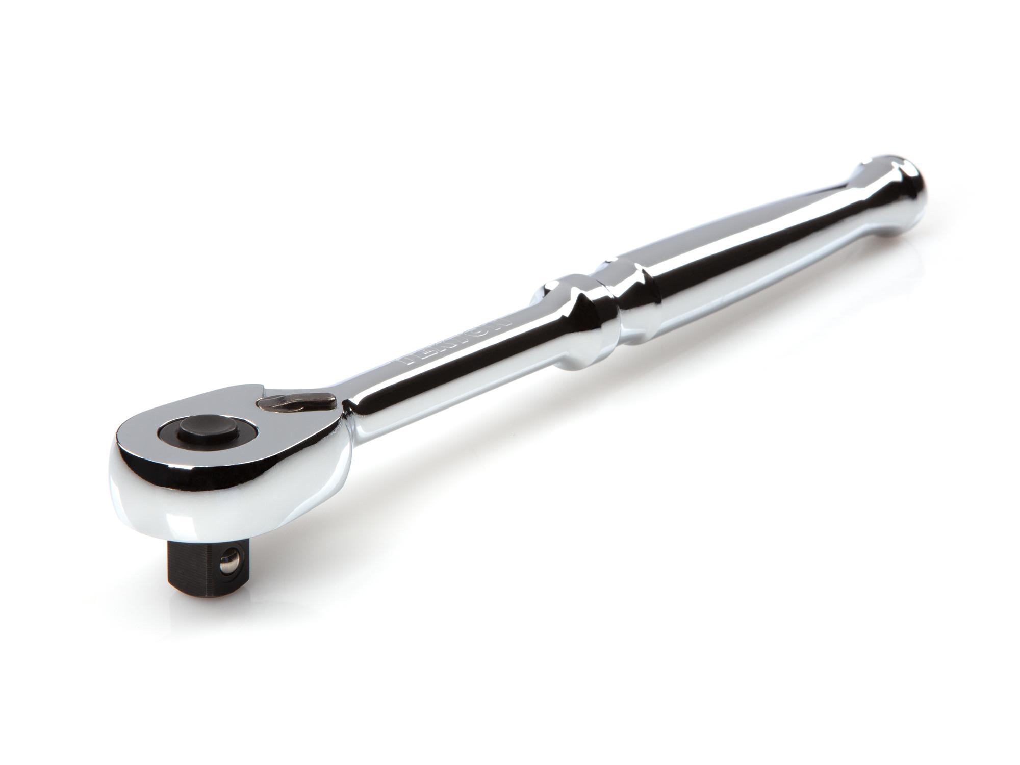 Front-right angle view of Tekton 8 inch ratchet. Item #SRH11108