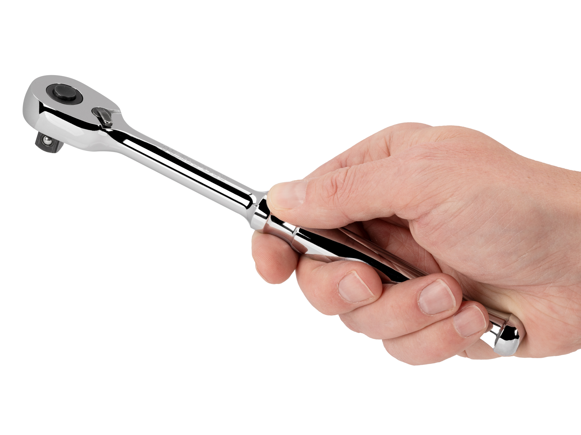 Quick-release ratchet with 90-tooth gear and 4-degree swing. Ultra-compact head and sleek, comfortable handle. SRH11108.