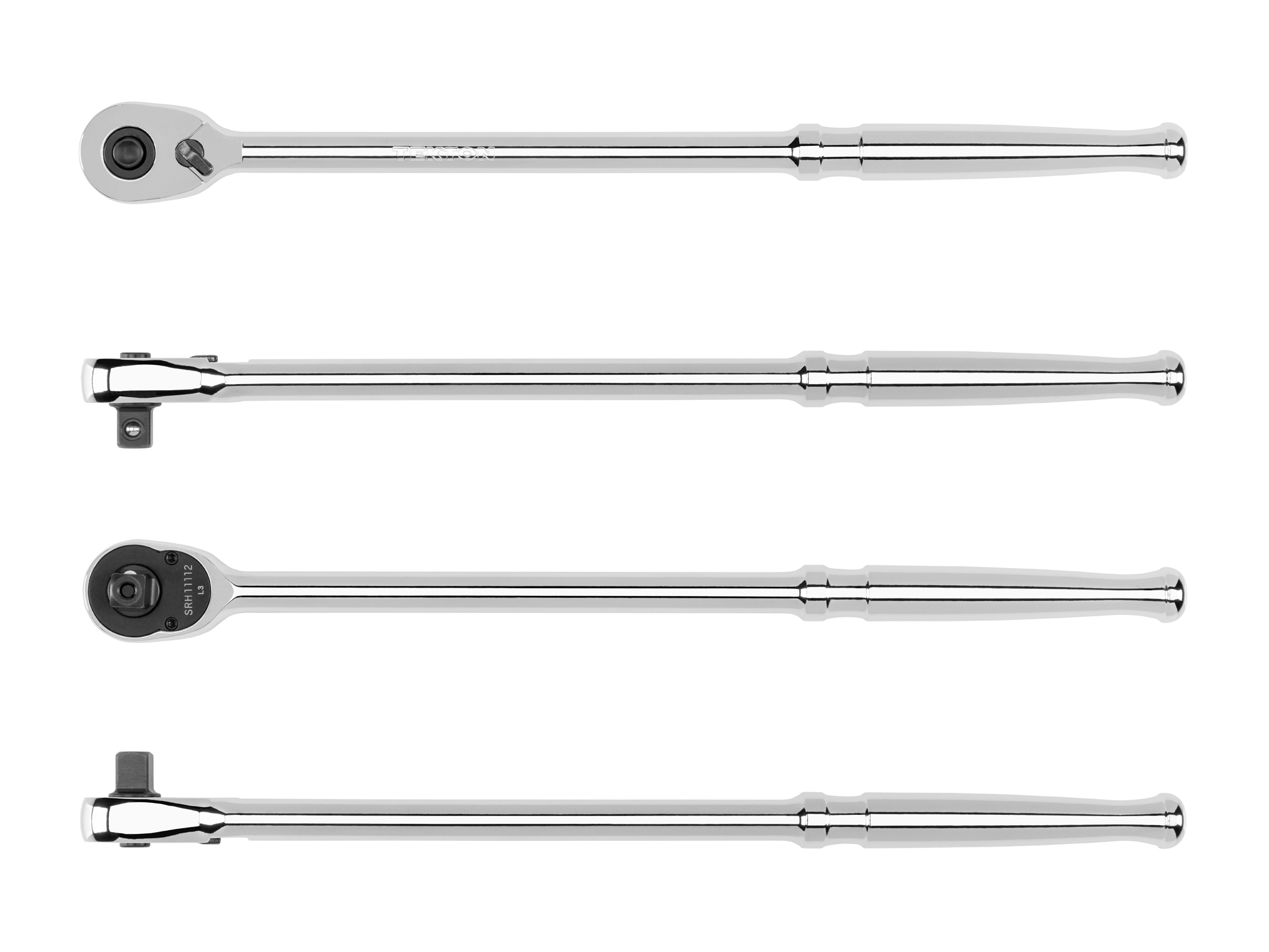 Quick-release ratchet with a 90-tooth gear and 4-degree swing. Ultra-compact head and sleek, comfortable handle. SRH11112.