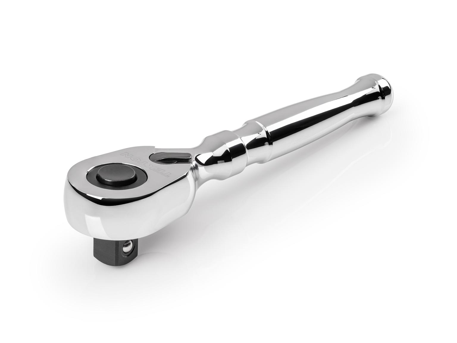 Front-right angle view of Tekton 6 inch ratchet. Item #SRH11206