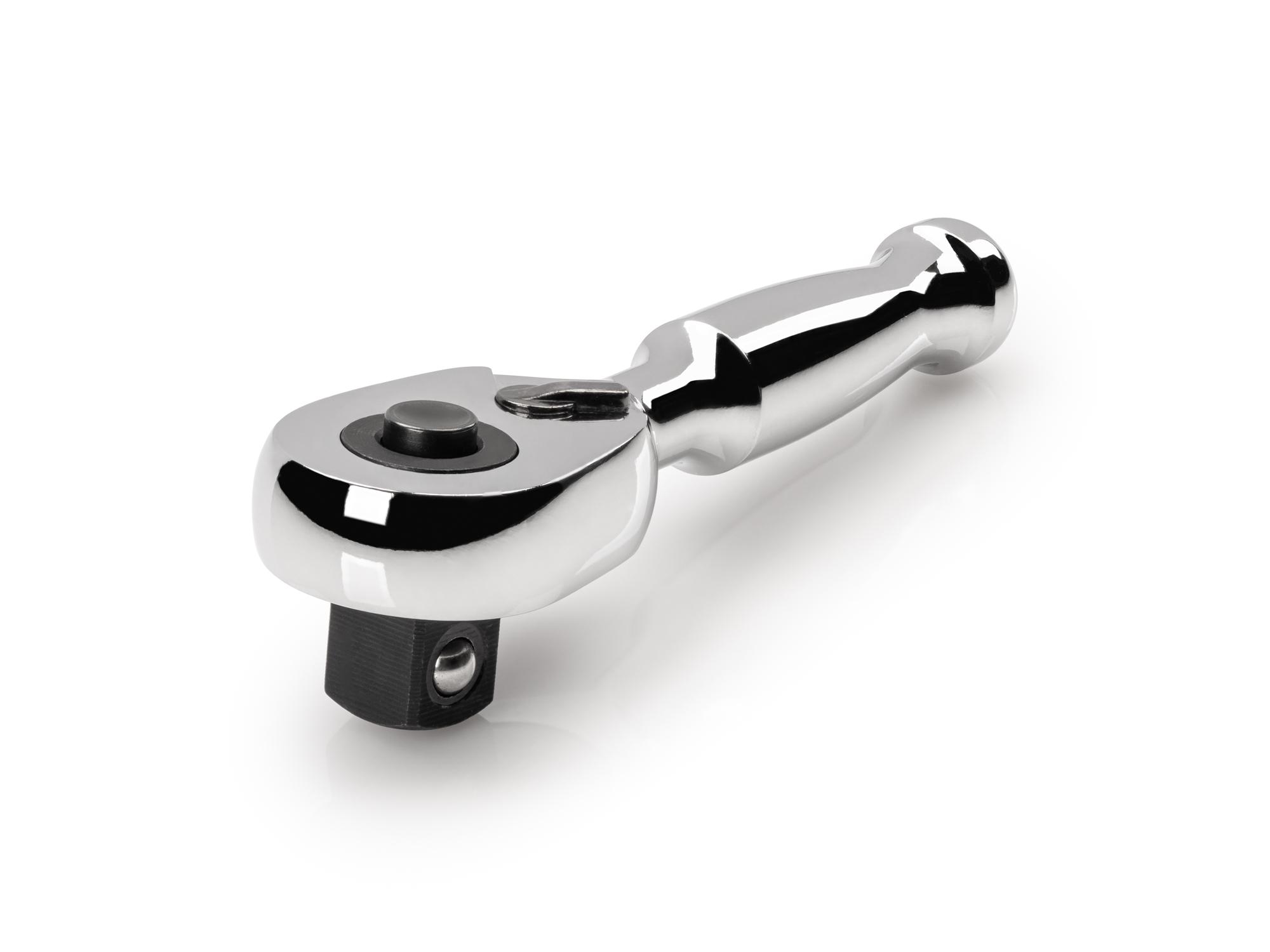 Front-right angle view of Tekton 3 inch ratchet. Item #SRH11503