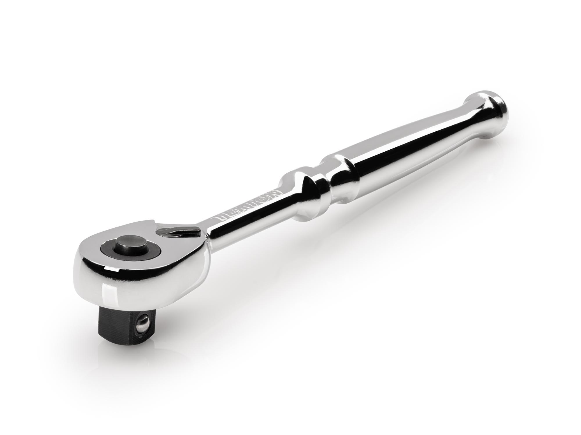 Front-right angle view of Tekton 6 inch ratchet. Item #SRH11506