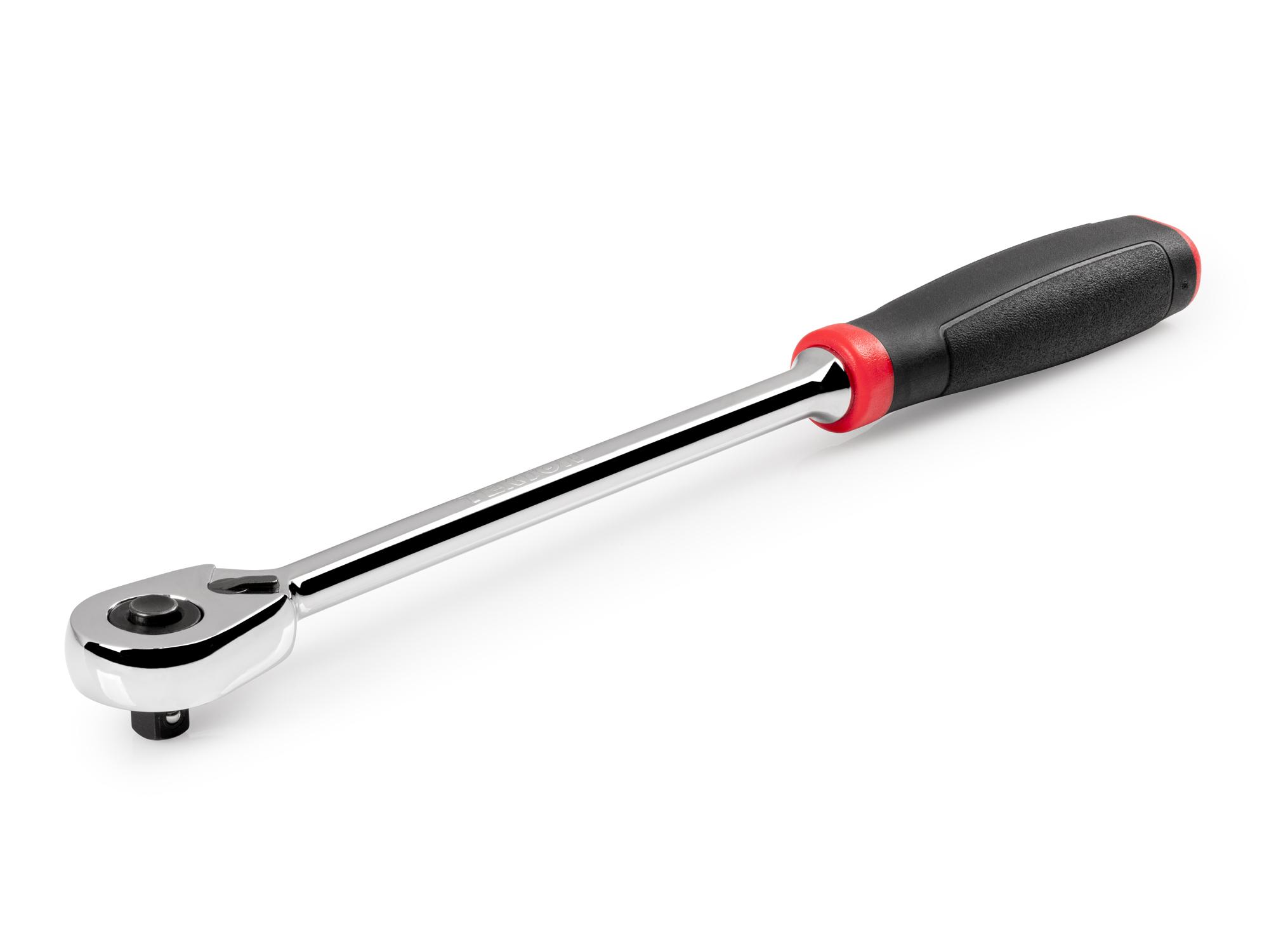 Front-right angle view of Tekton 9 inch ratchet. Item #SRH12009