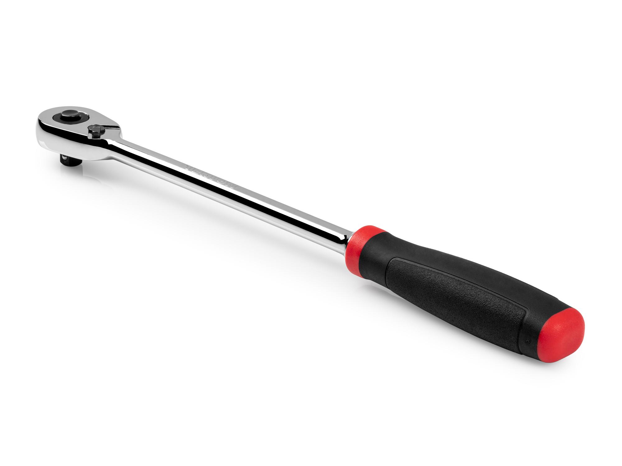 Back angle view of Tekton 9 inch ratchet. Item #SRH12009
