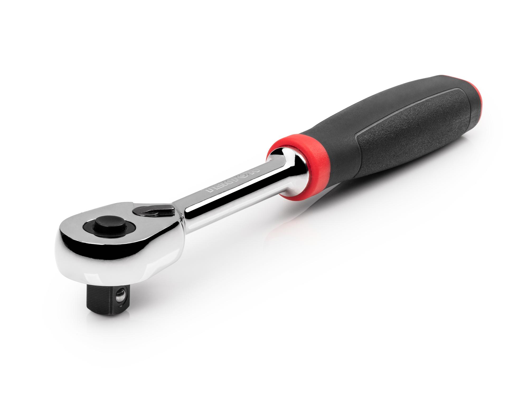 Front-right angle view of Tekton 8 inch ratchet. Item #SRH12108