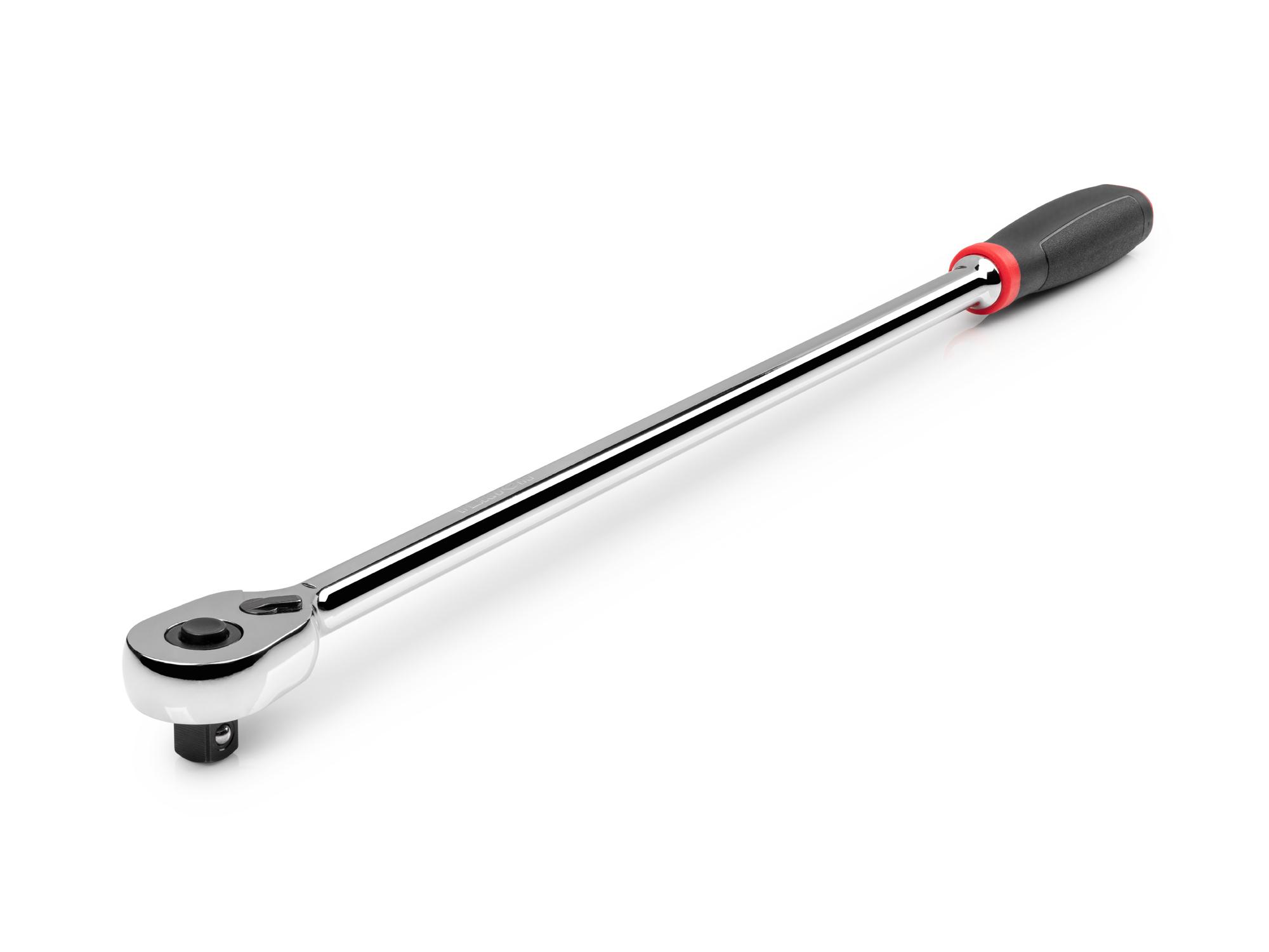 Front-right angle view of Tekton 18 inch ratchet. Item #SRH12118