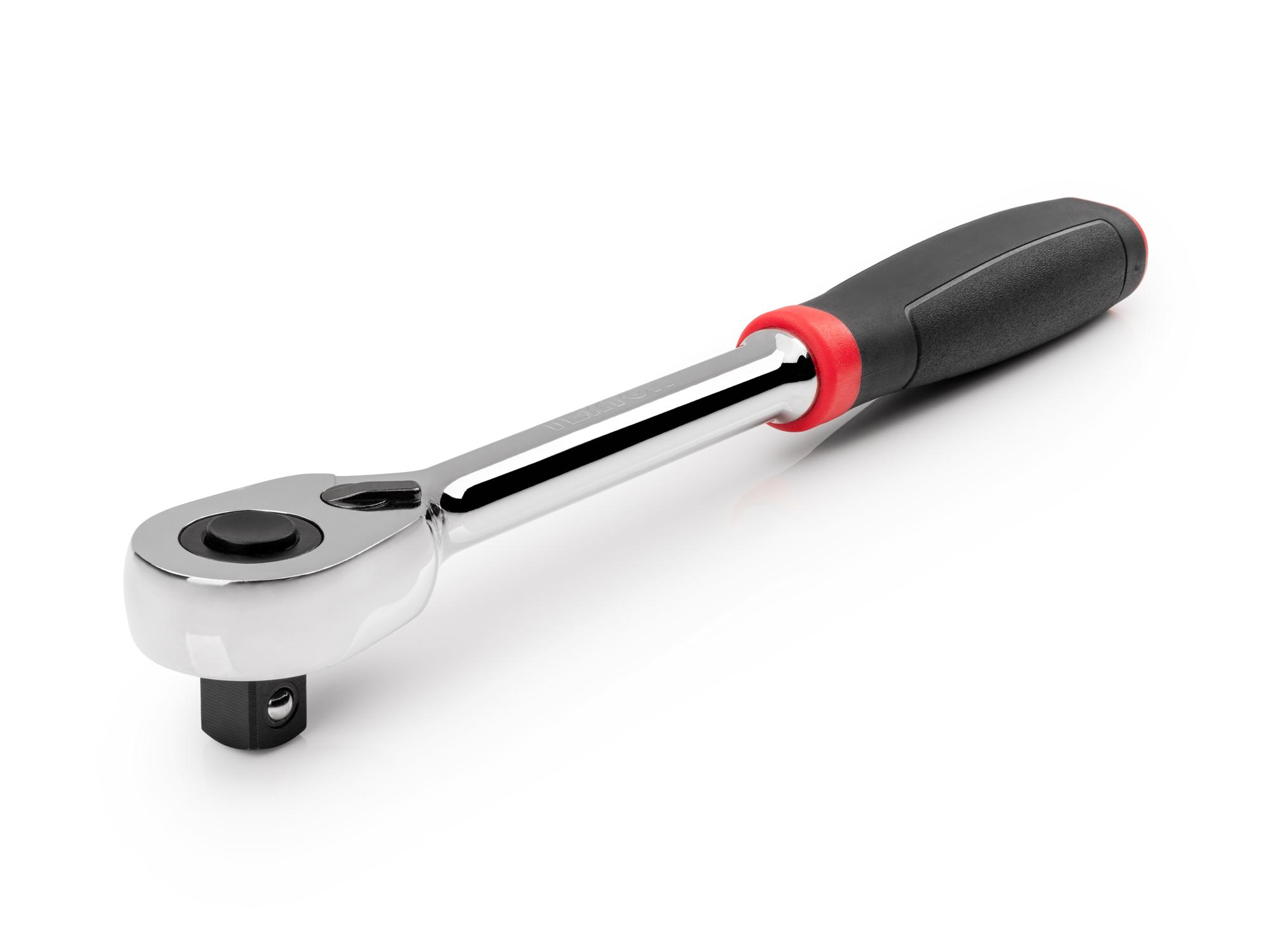 Front-right angle view of Tekton 10 1/2 inch ratchet. Item #SRH12210