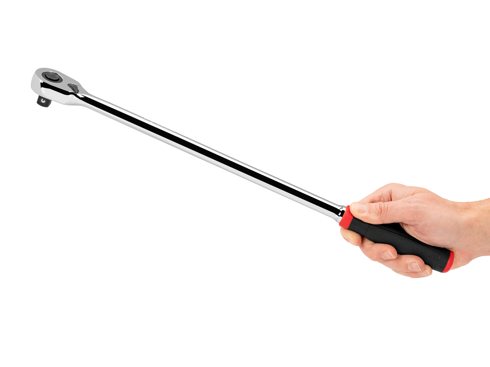 Quick-release ratchet with a 90-tooth gear and 4-degree swing. Ultra-compact head and comfort grip handle. SRH12218.