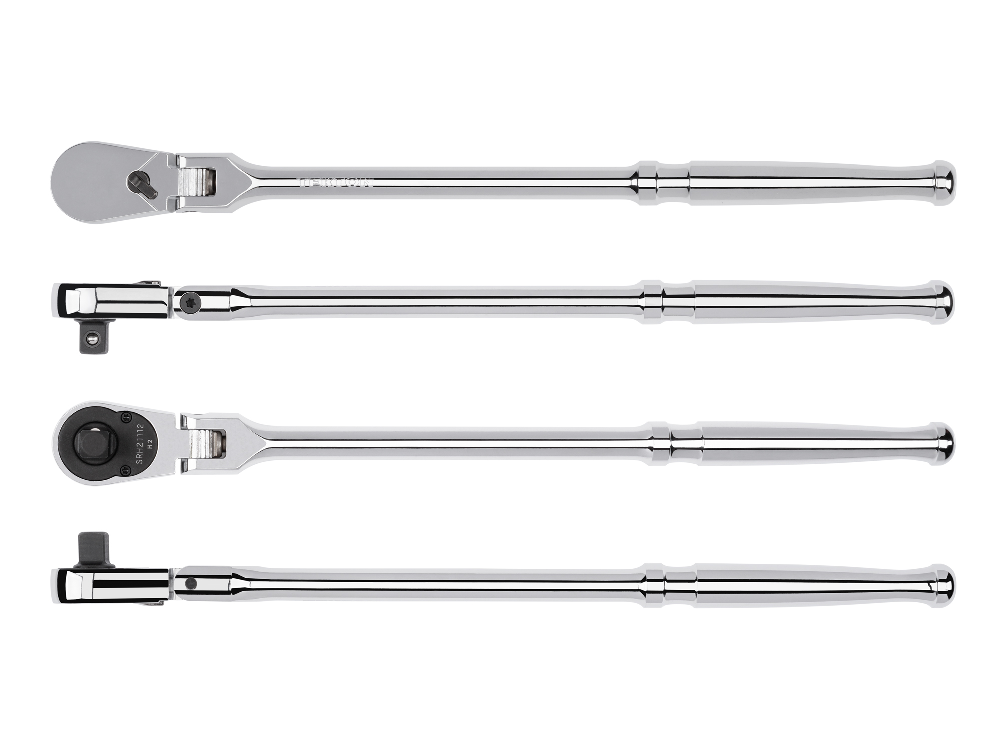 Classic non-quick-release flex head ratchet with 180-degree flex, 90-tooth gear, and 4-degree swing. Ultra-compact head and sleek, comfortable handle. SRH21112.