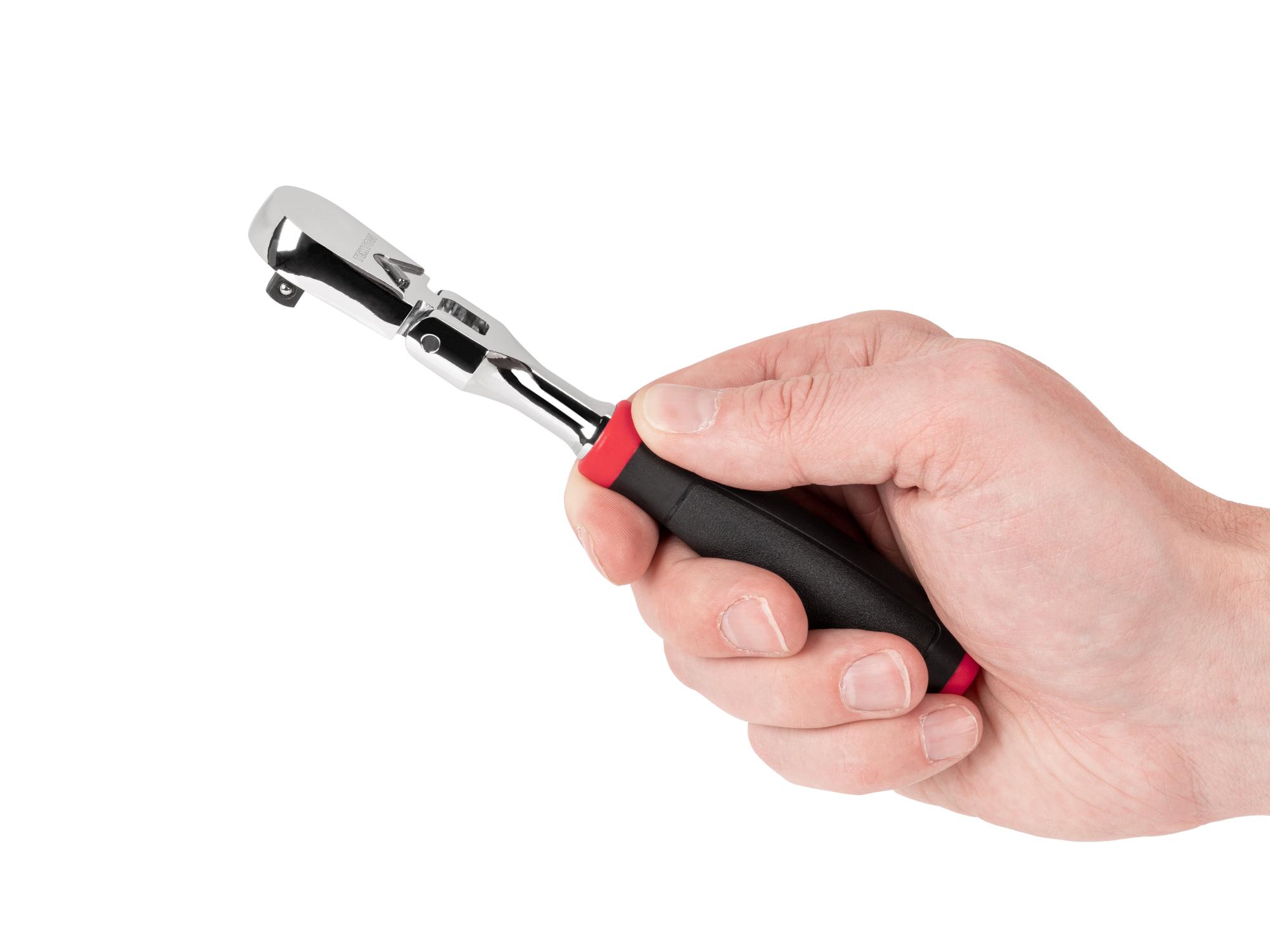 Person holding Tekton 6 inch ratchet. Item #SRH22006