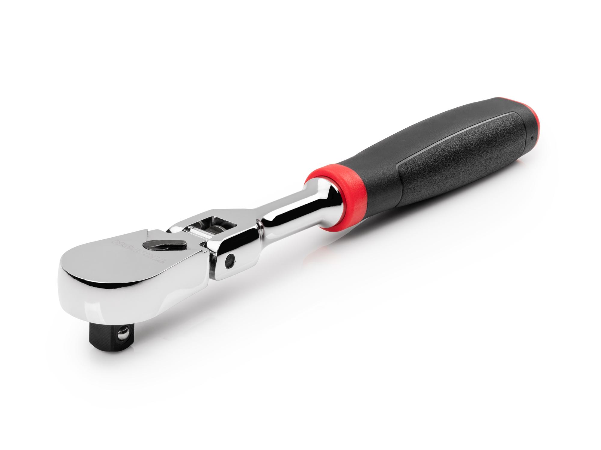 Front-right angle view of Tekton 8 inch ratchet. Item #SRH22108