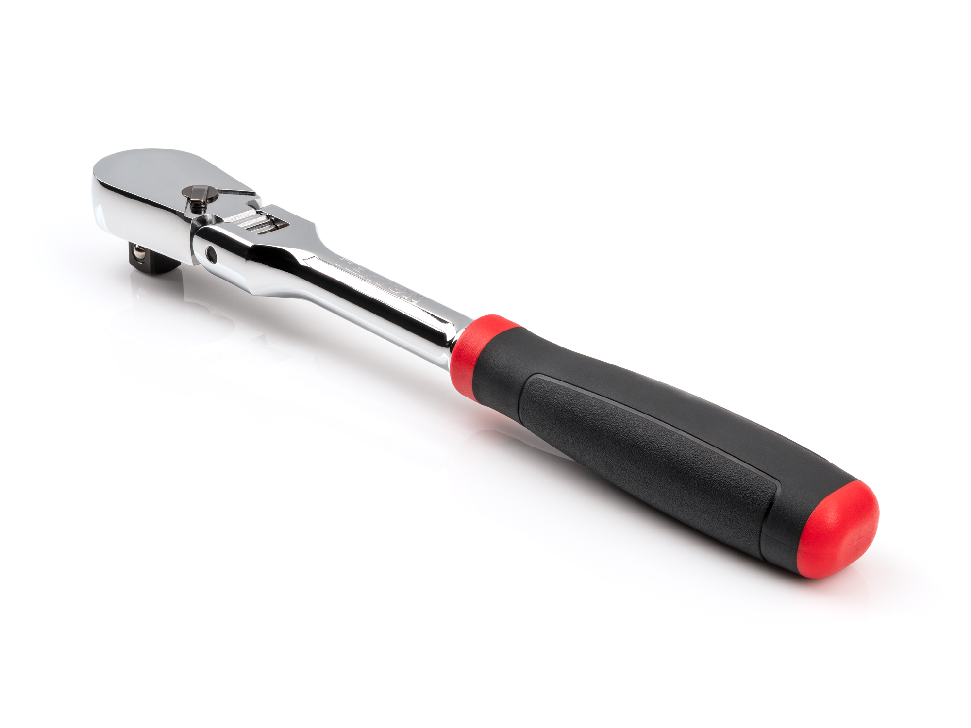 Classic non-quick-release flex head ratchet with 180-degree flex, 90-tooth gear, and 4-degree swing. Ultra-compact head and comfort grip handle. SRH22210.