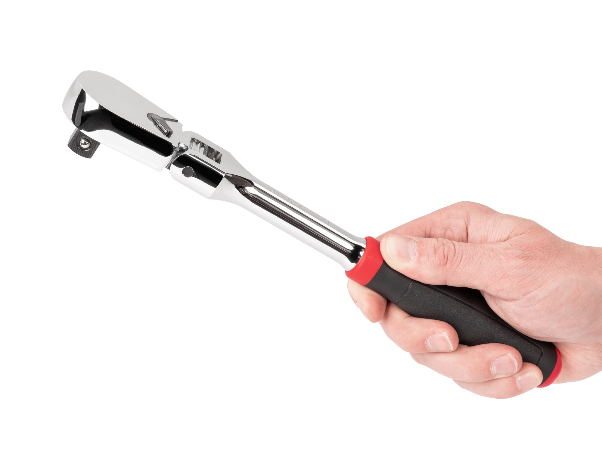 Classic non-quick-release flex head ratchet with 180-degree flex, 90-tooth gear, and 4-degree swing. Ultra-compact head and comfort grip handle. SRH22210.