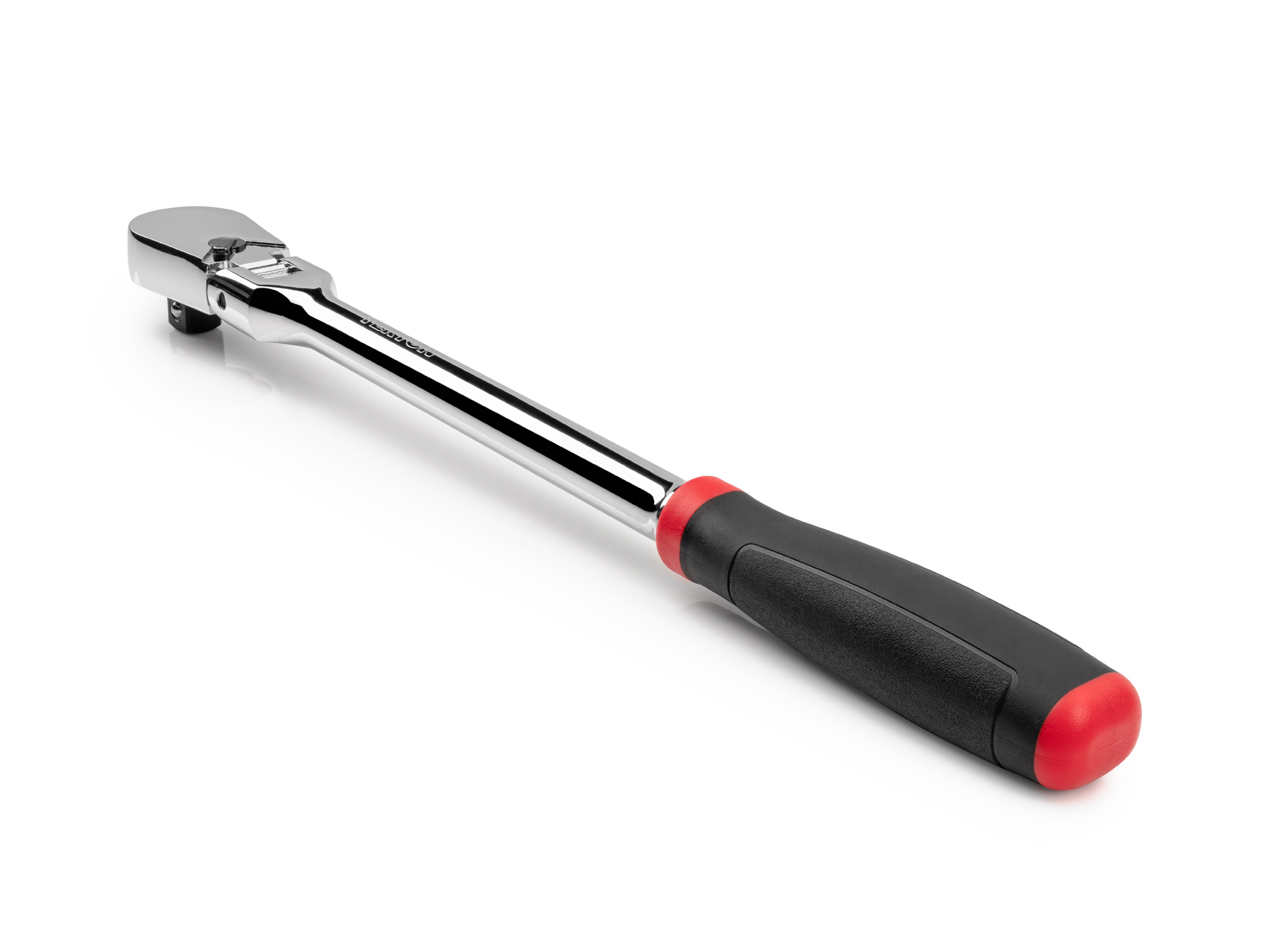 Classic non-quick-release flex head ratchet with 180-degree flex, 90-tooth gear, and 4-degree swing. Ultra-compact head and comfort grip handle. SRH22214.