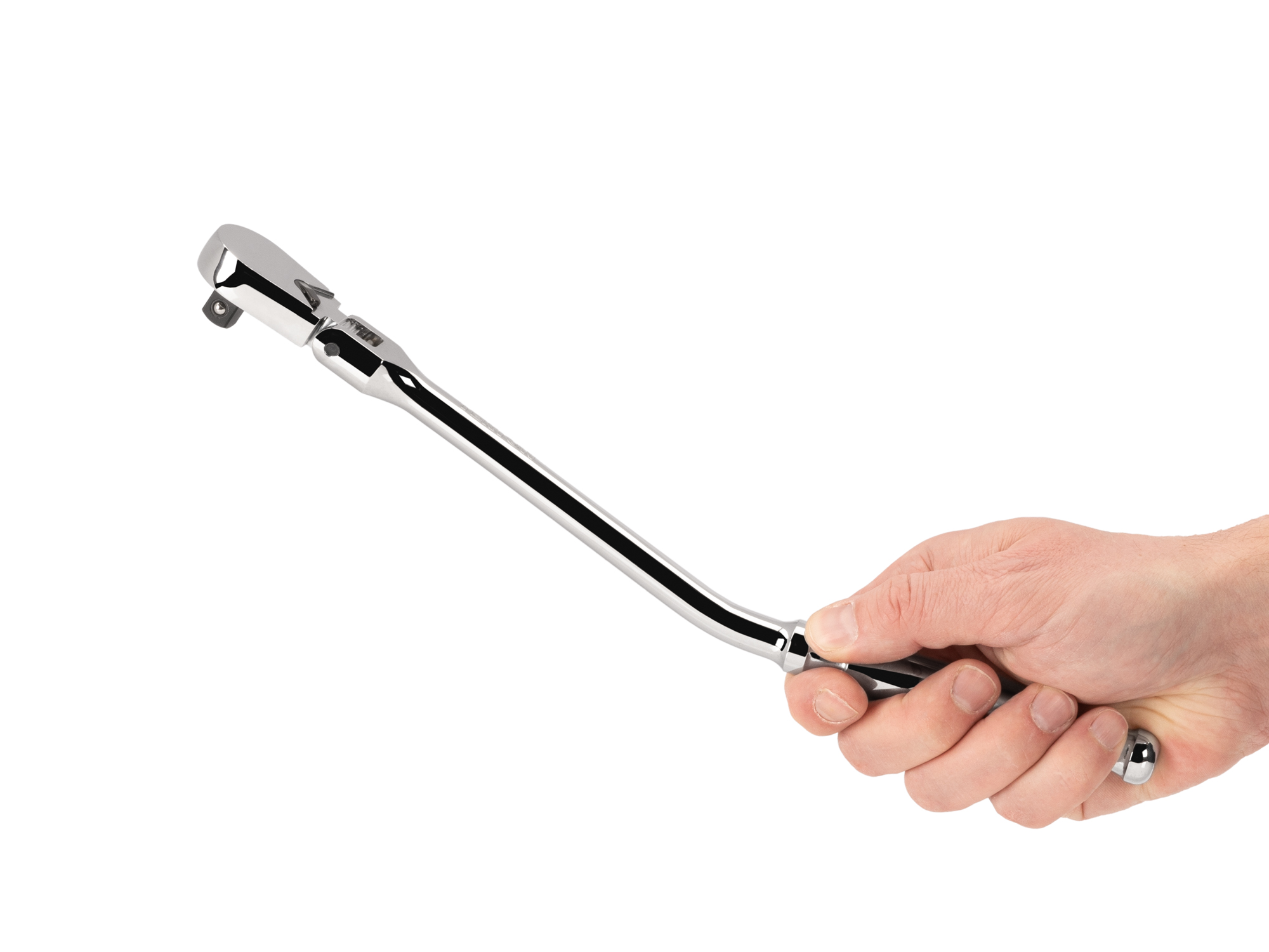 Classic non-quick-release flex head bent handle ratchet with 180-degree flex, 90-tooth gear, 4-degree swing, and ultra-compact head provide the ultimate all-access design. SRH23112.