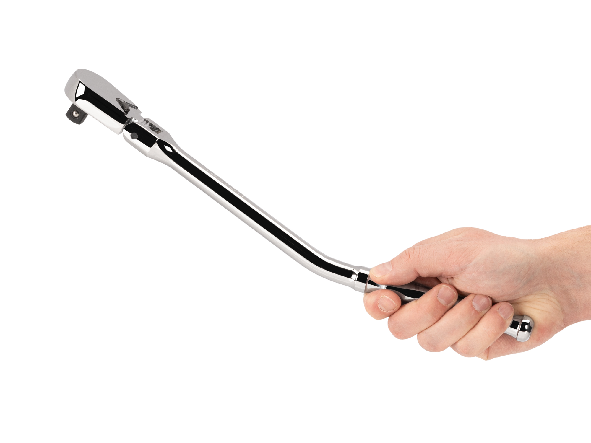 Classic non-quick-release flex head bent handle ratchet with 180-degree flex, 90-tooth gear, 4-degree swing, and ultra-compact head provide the ultimate all-access design. SRH23214.