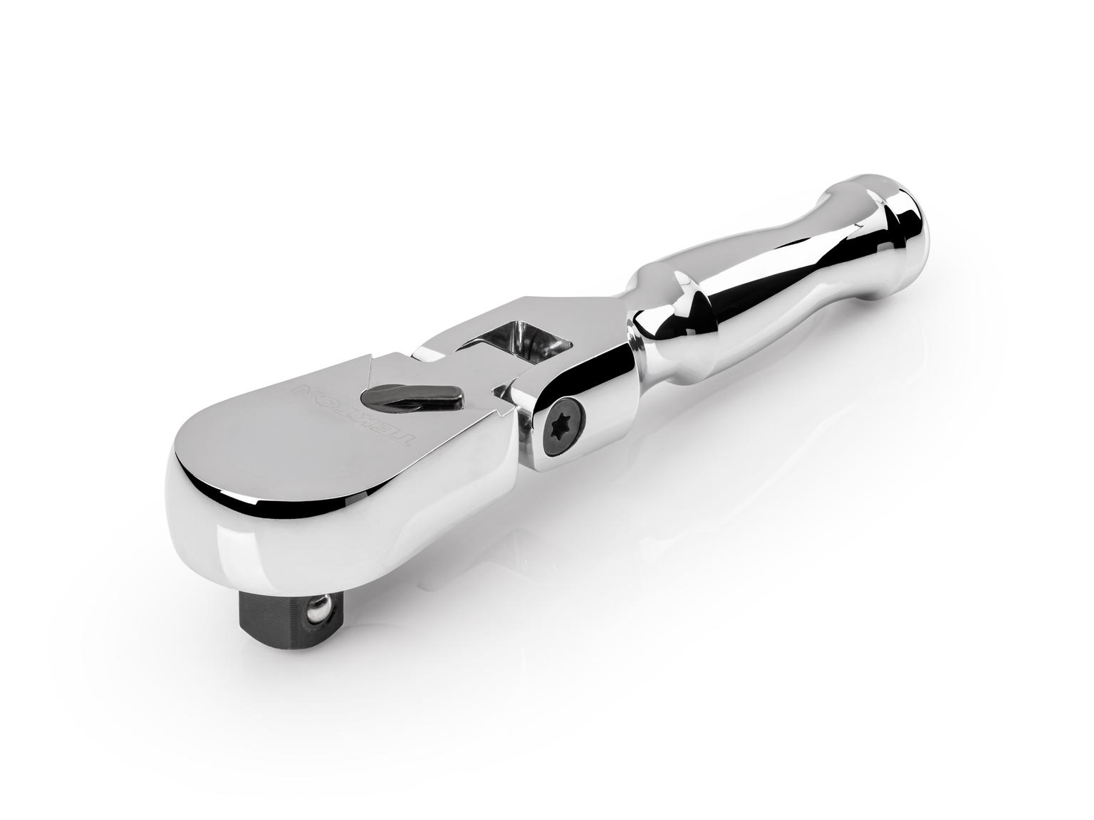 Front-right angle view of Tekton 4.5 inch ratchet. Item #SRH26104