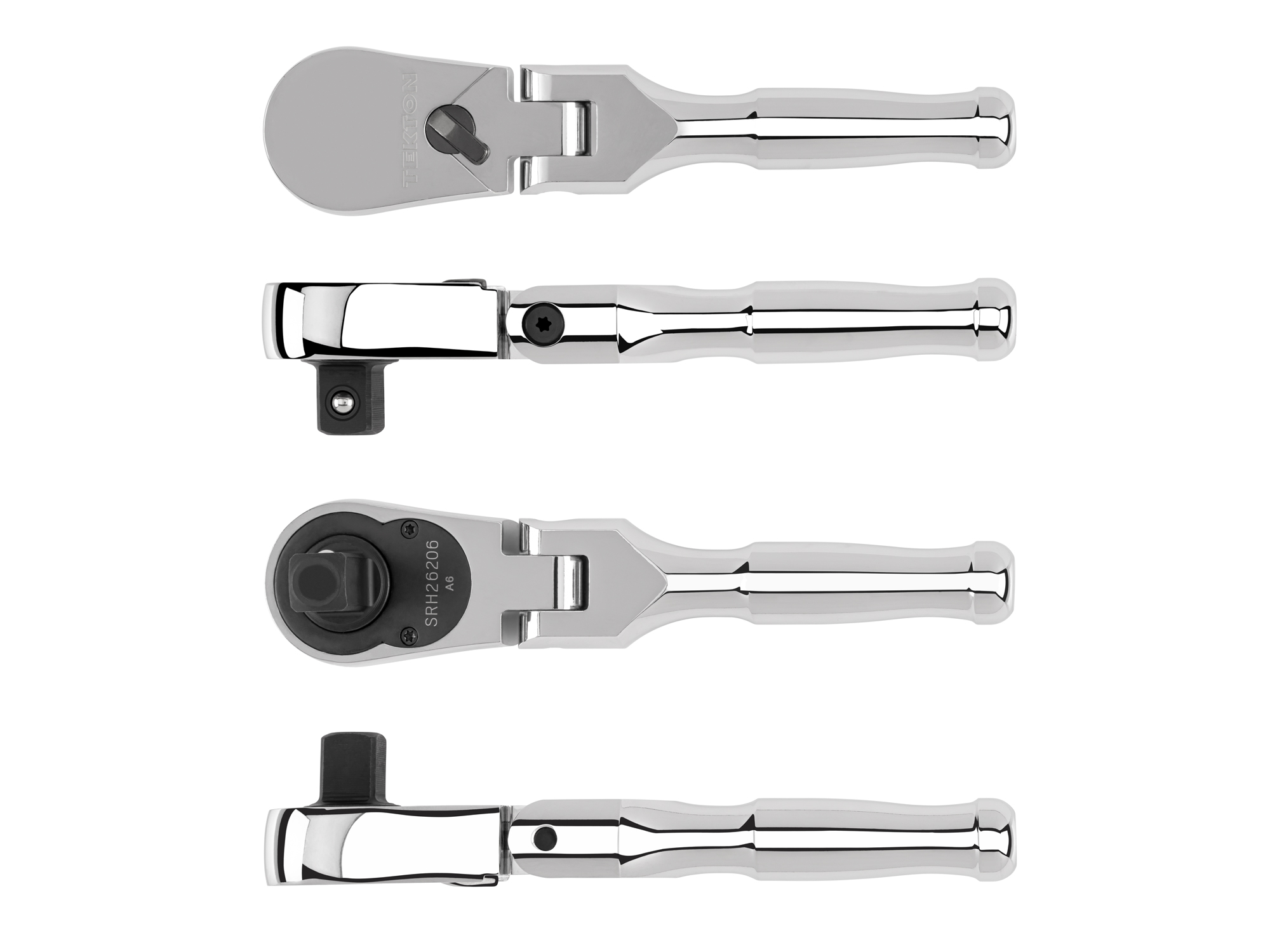 テッチャン 1/2 Inch Drive x 6 Inch Flex Non-Quick-Release Stubby Ratchet | TEKTON