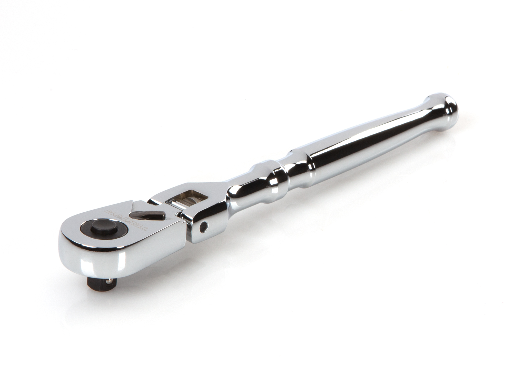 Quick-release flex head ratchet with 180-degree flex, 90-tooth gear, and 4-degree swing. Ultra-compact head and sleek, comfortable handle. SRH31006.