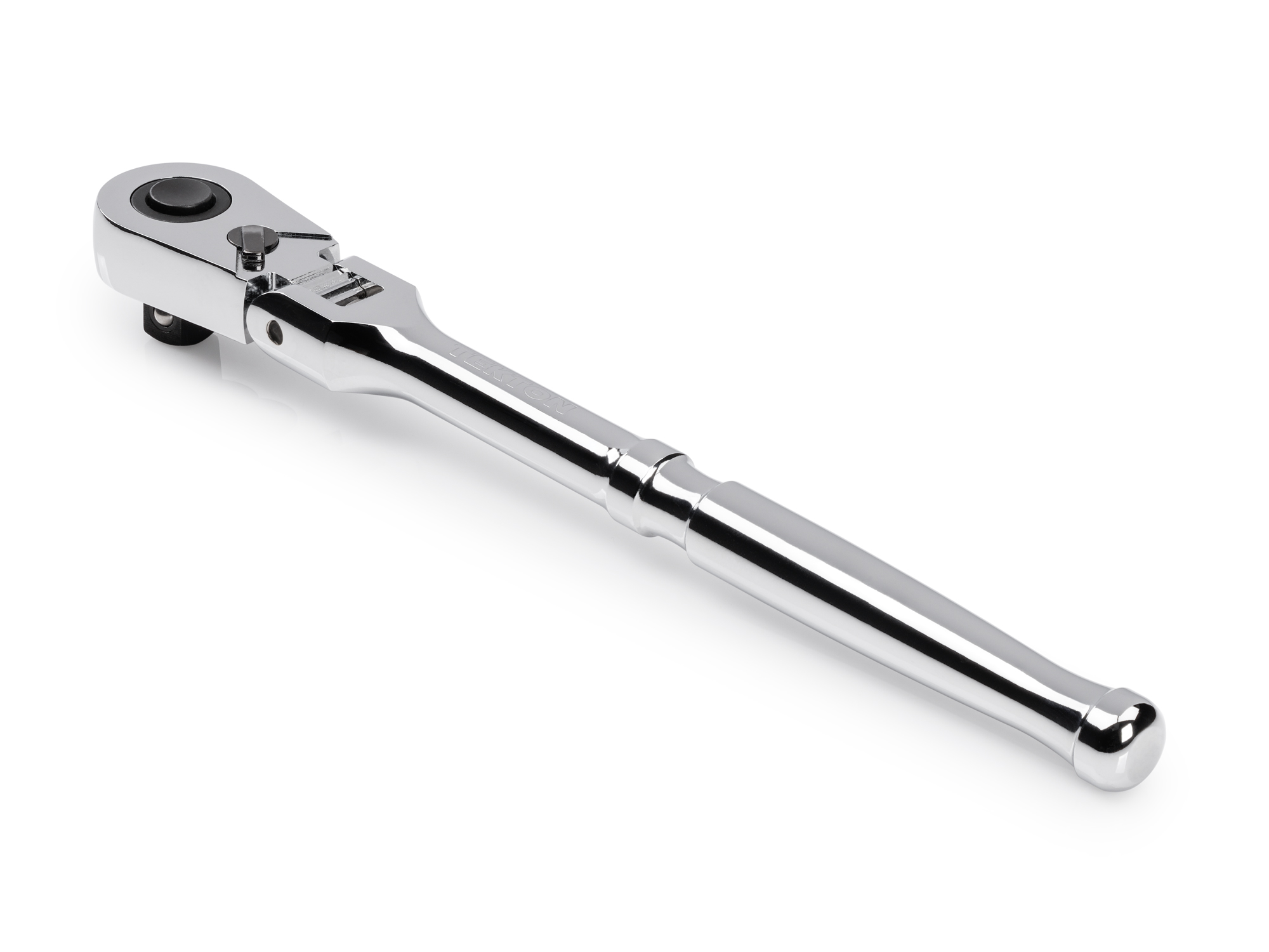 Quick-release flex head ratchet with 180-degree flex, 90-tooth gear, and 4-degree swing. Ultra-compact head and sleek, comfortable handle. SRH31210.