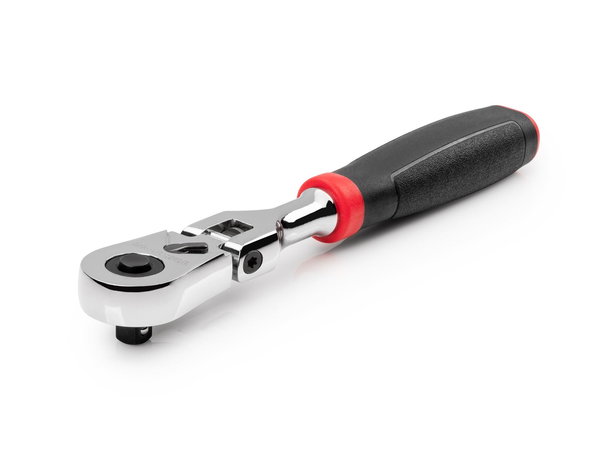 Front-right angle view of Tekton 6 inch ratchet. Item #SRH32006