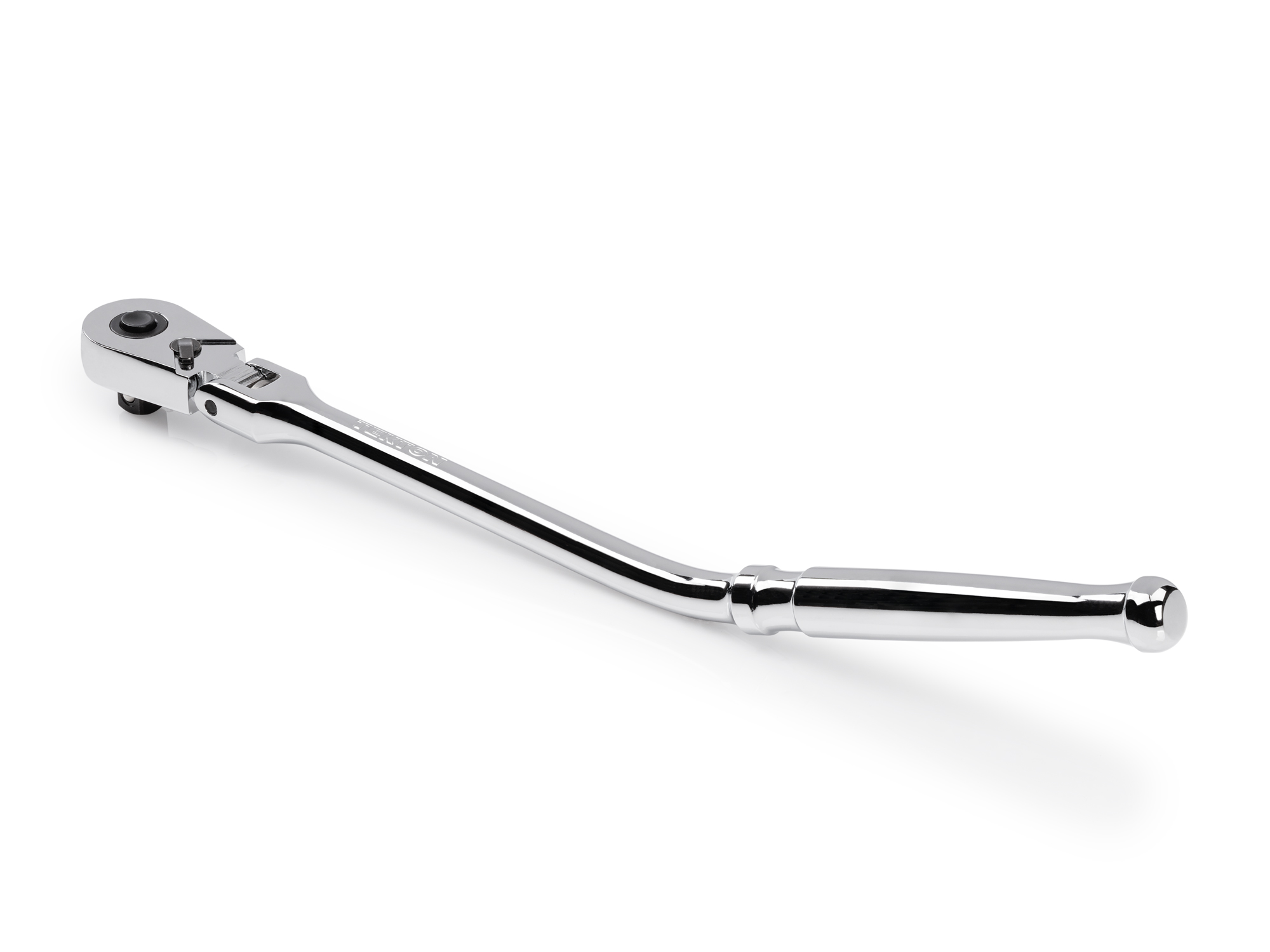 Quick-release flex head bent handle ratchet with 180-degree flex, 90-tooth gear, 4-degree swing, and ultra-compact head provide the ultimate all-access design. SRH33112.