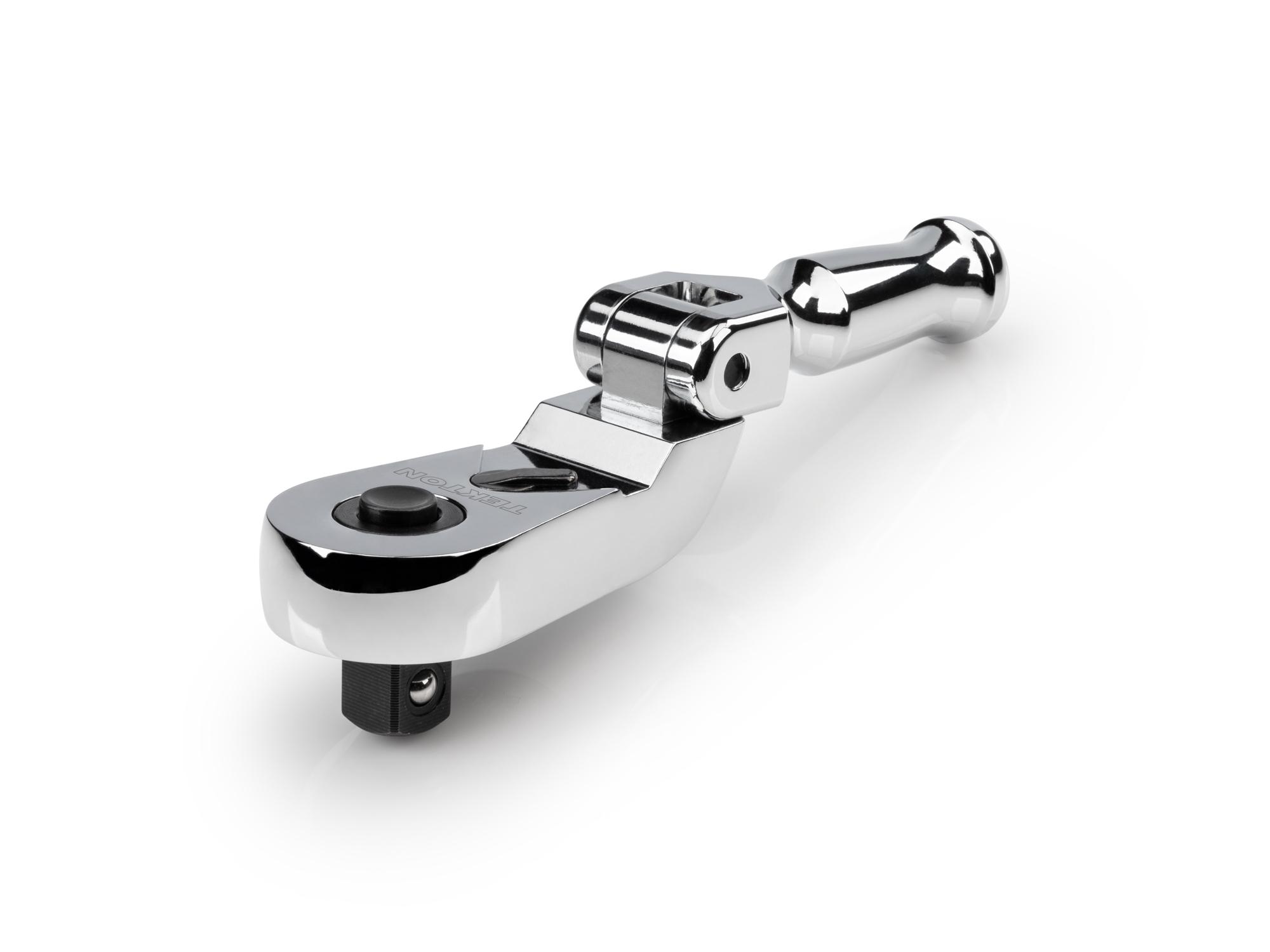 Front-right angle view of Tekton 4 inch ratchet. Item #SRH35104