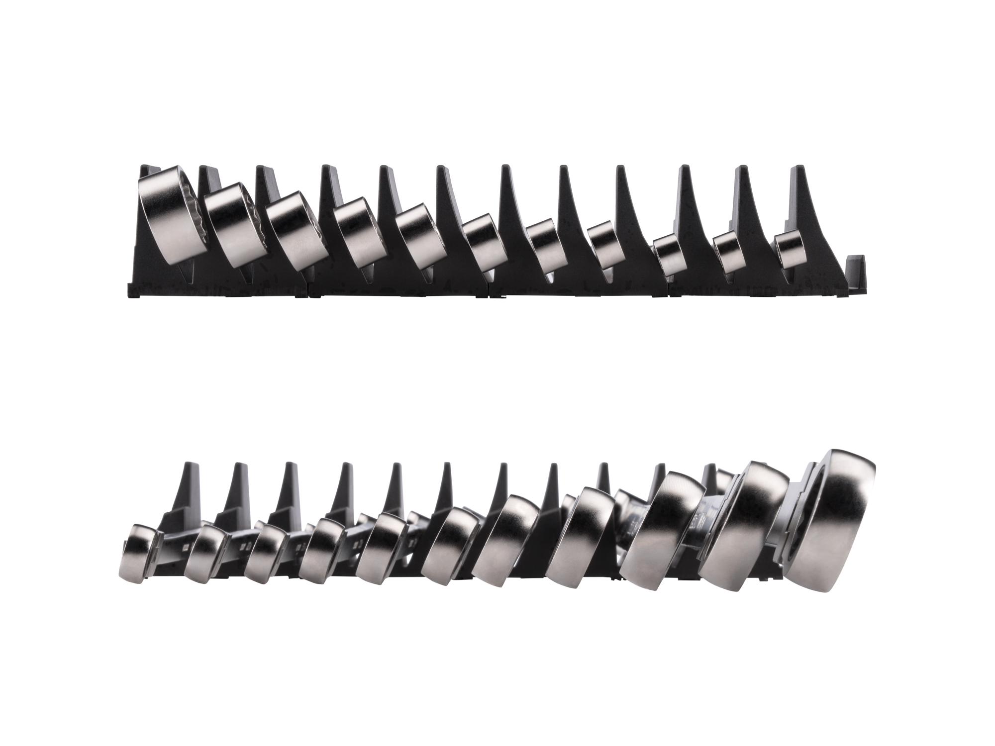 TEKTON Long Fixed/Flex Head 12-Point Ratcheting Box End Wrench Set with Modular Organizers, 11-Piece (1/4-3/4 in.)