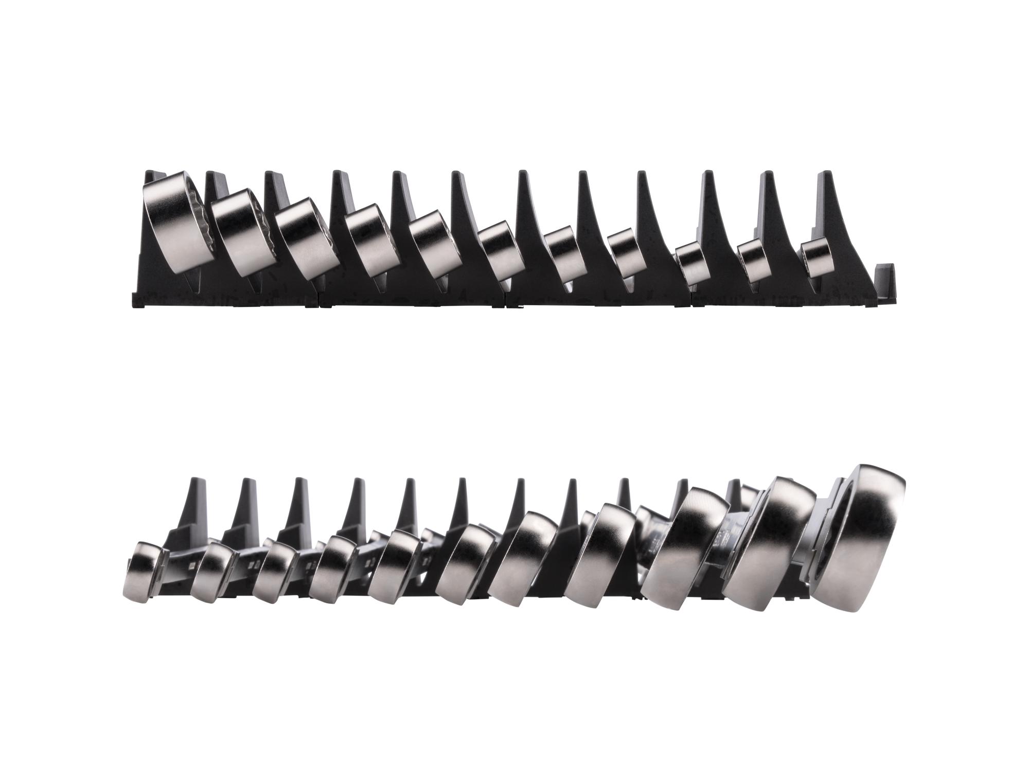 Side view of Tekton modular ratcheting box end wrench set. Item #WRB95301