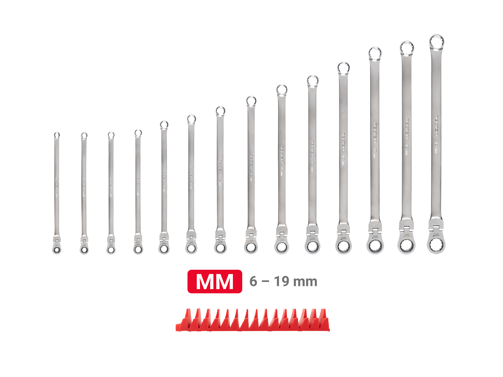 Fixed/Flex Ratcheting Wrench Set with Organizer (14-Piece) | TEKTON