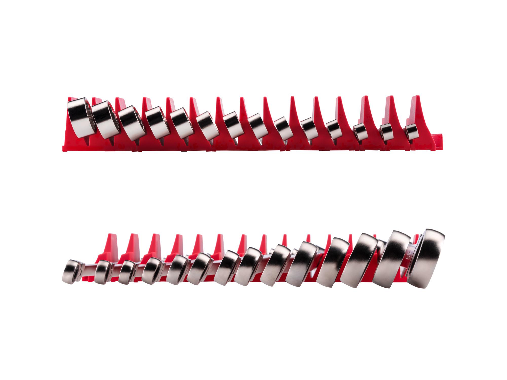 Side view of Tekton modular ratcheting box end wrench set. Item #WRB95303
