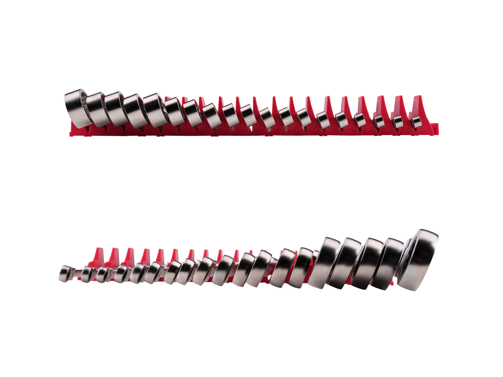 TEKTON Long Fixed/Flex Head 12-Point Ratcheting Box End Wrench Set with Modular Organizers, 19-Piece (6-24 mm)