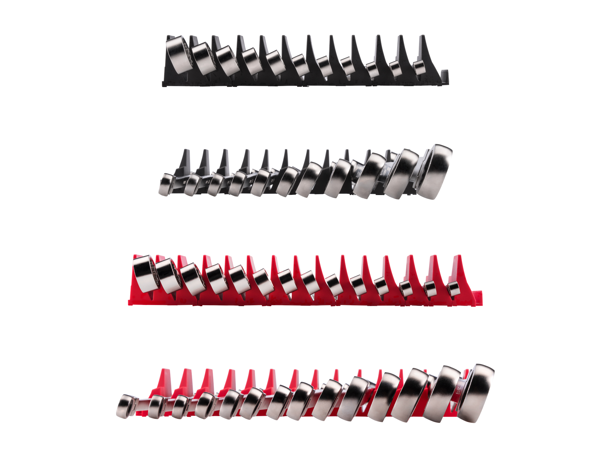 TEKTON Long Fixed/Flex Head 12-Point Ratcheting Box End Wrench Set with Modular Organizers, 25-Piece (1/4-3/4 in., 6-19 mm)