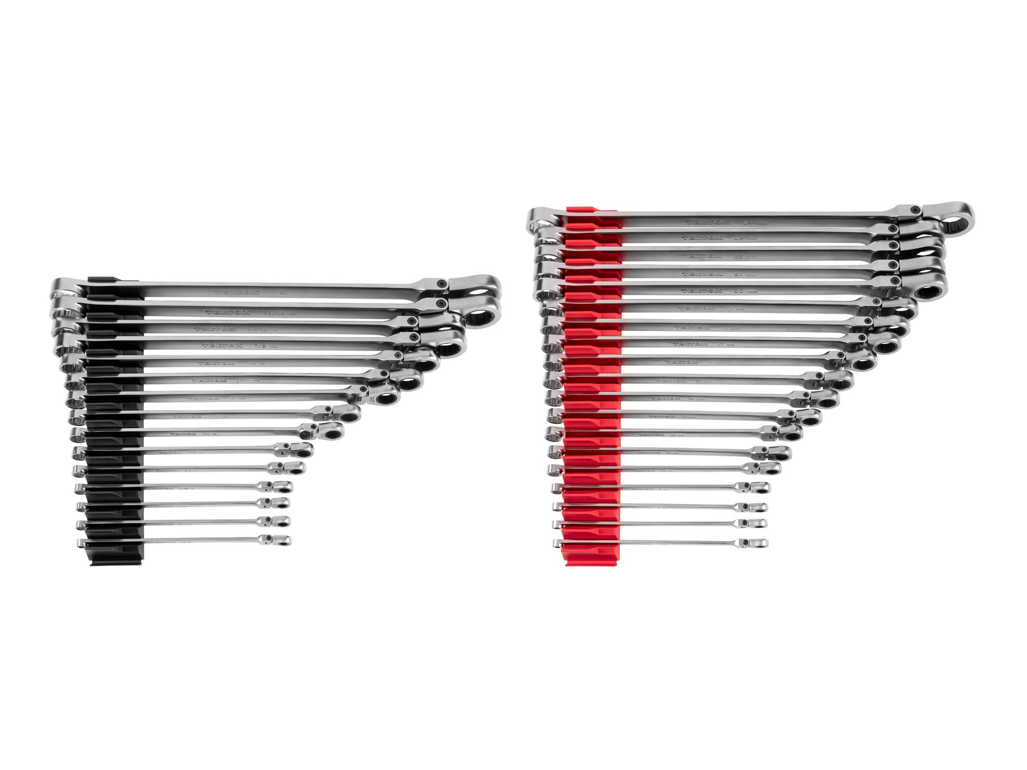 Front view of Tekton modular ratcheting box end wrench set. Item #WRB95306