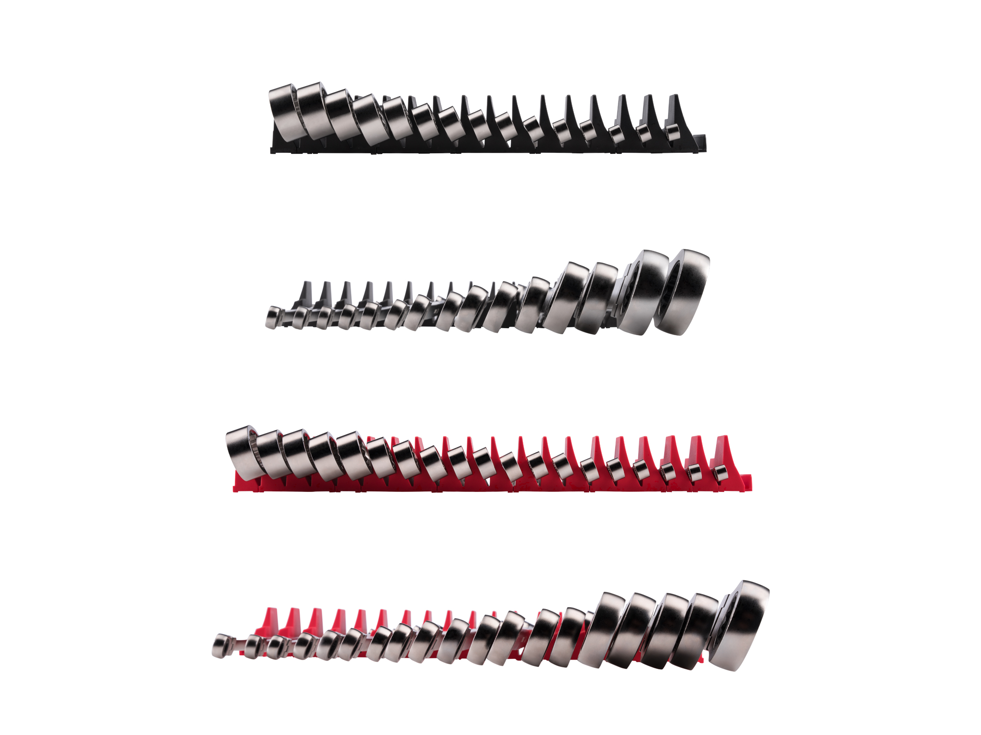 TEKTON Long Fixed/Flex Head 12-Point Ratcheting Box End Wrench Set with Modular Organizers, 34-Piece (1/4-1 in., 6-24 mm)