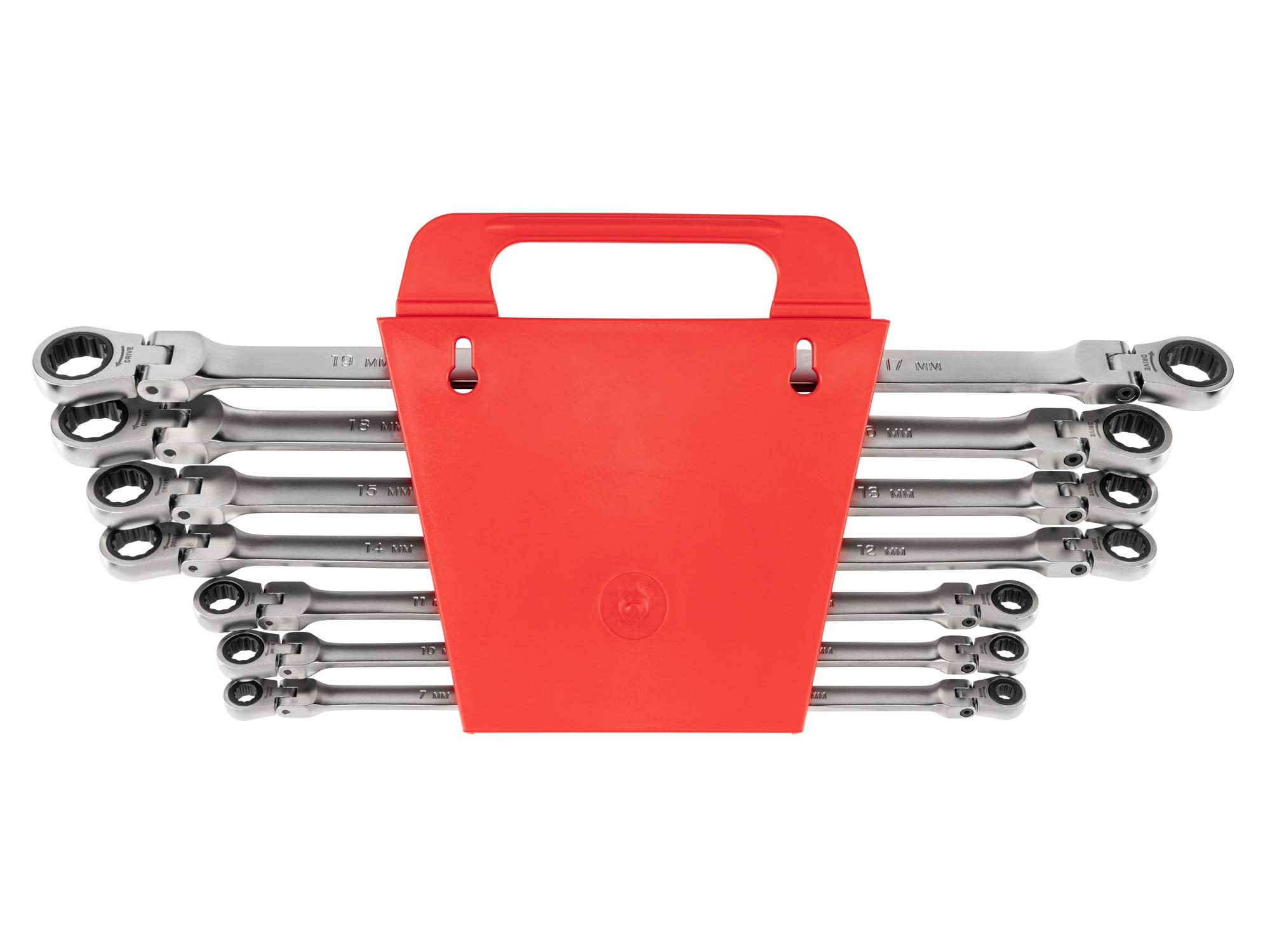 Back view of Tekton holder ratcheting box end wrench set. Item #WRB96201