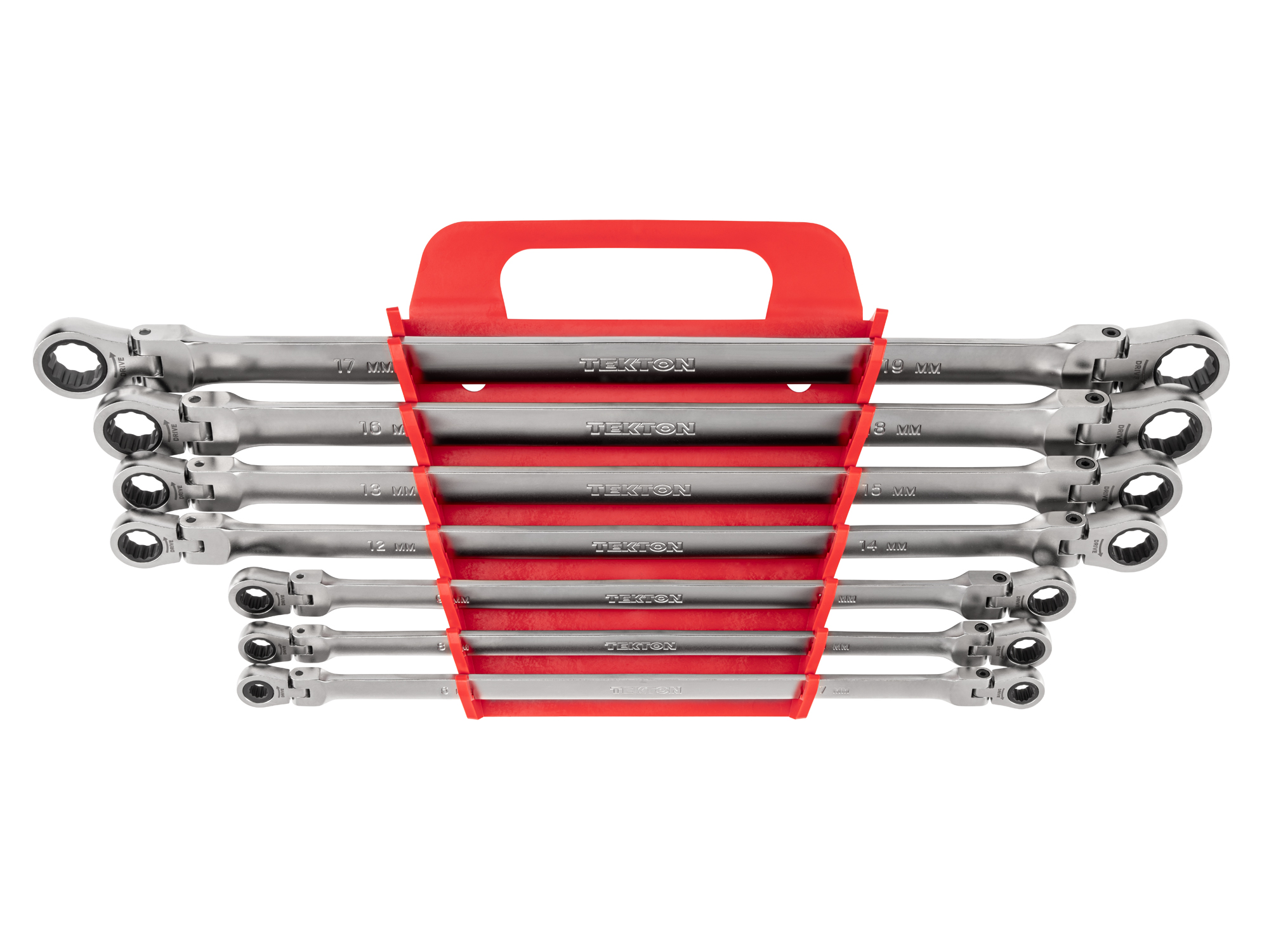 Long Flex Head 12-Point Ratcheting Box End Wrench Set with Holder (7-Piece)