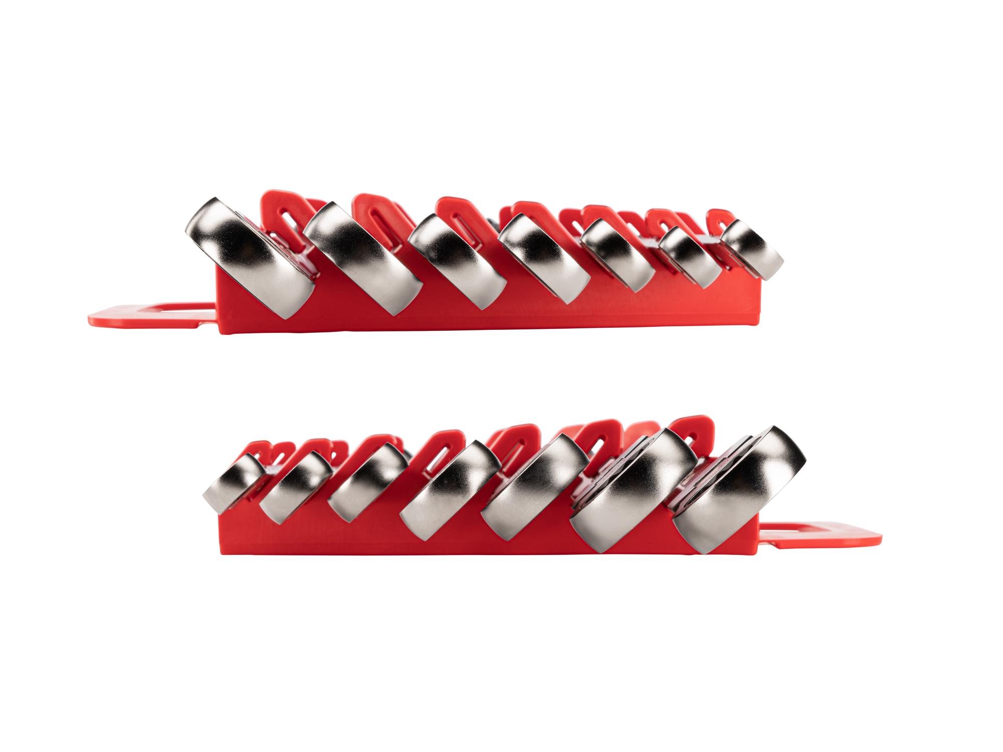 Side view of Tekton holder ratcheting box end wrench set. Item #WRB96201