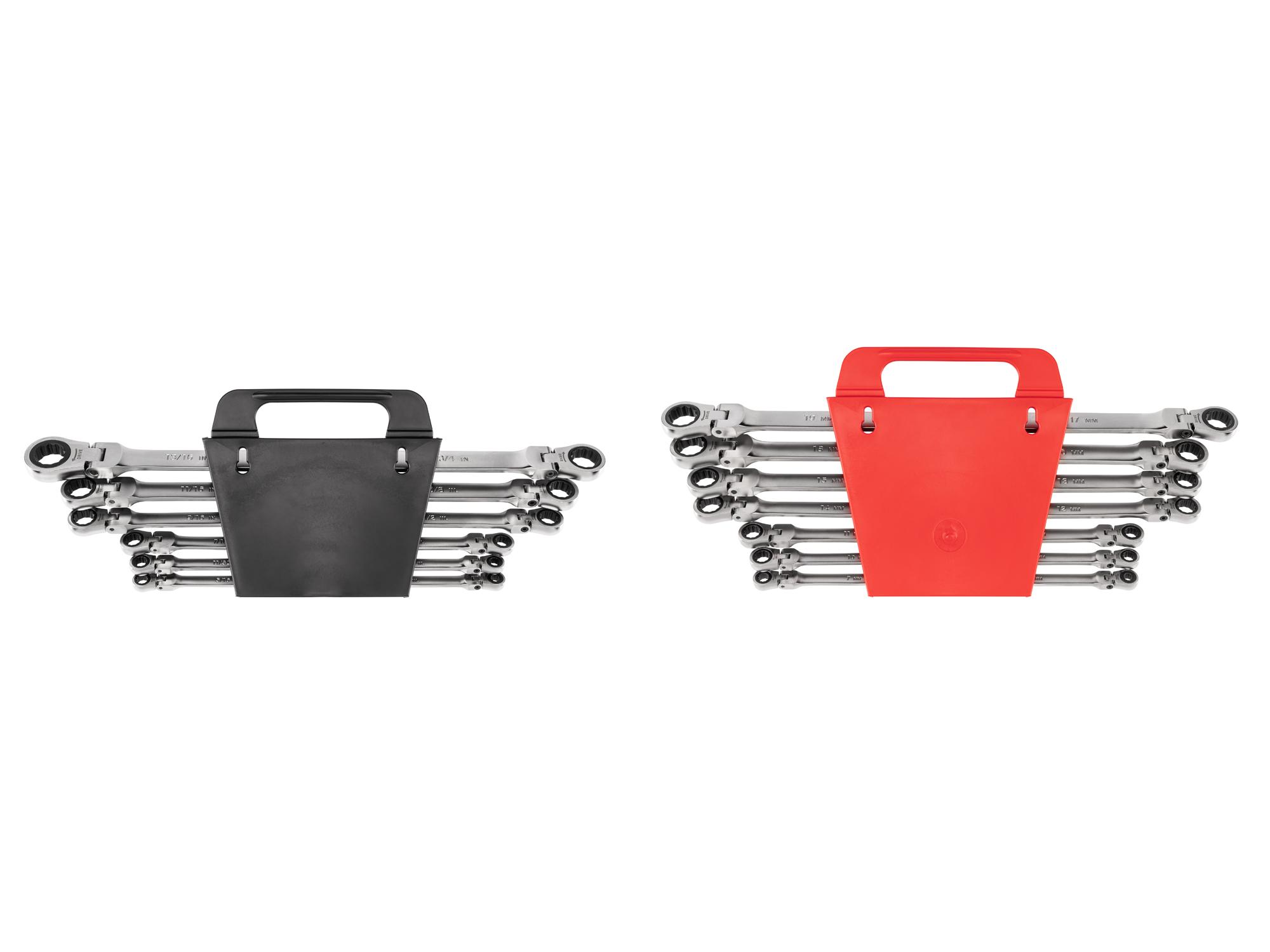 Back view of Tekton holder ratcheting box end wrench set. Item #WRB96202
