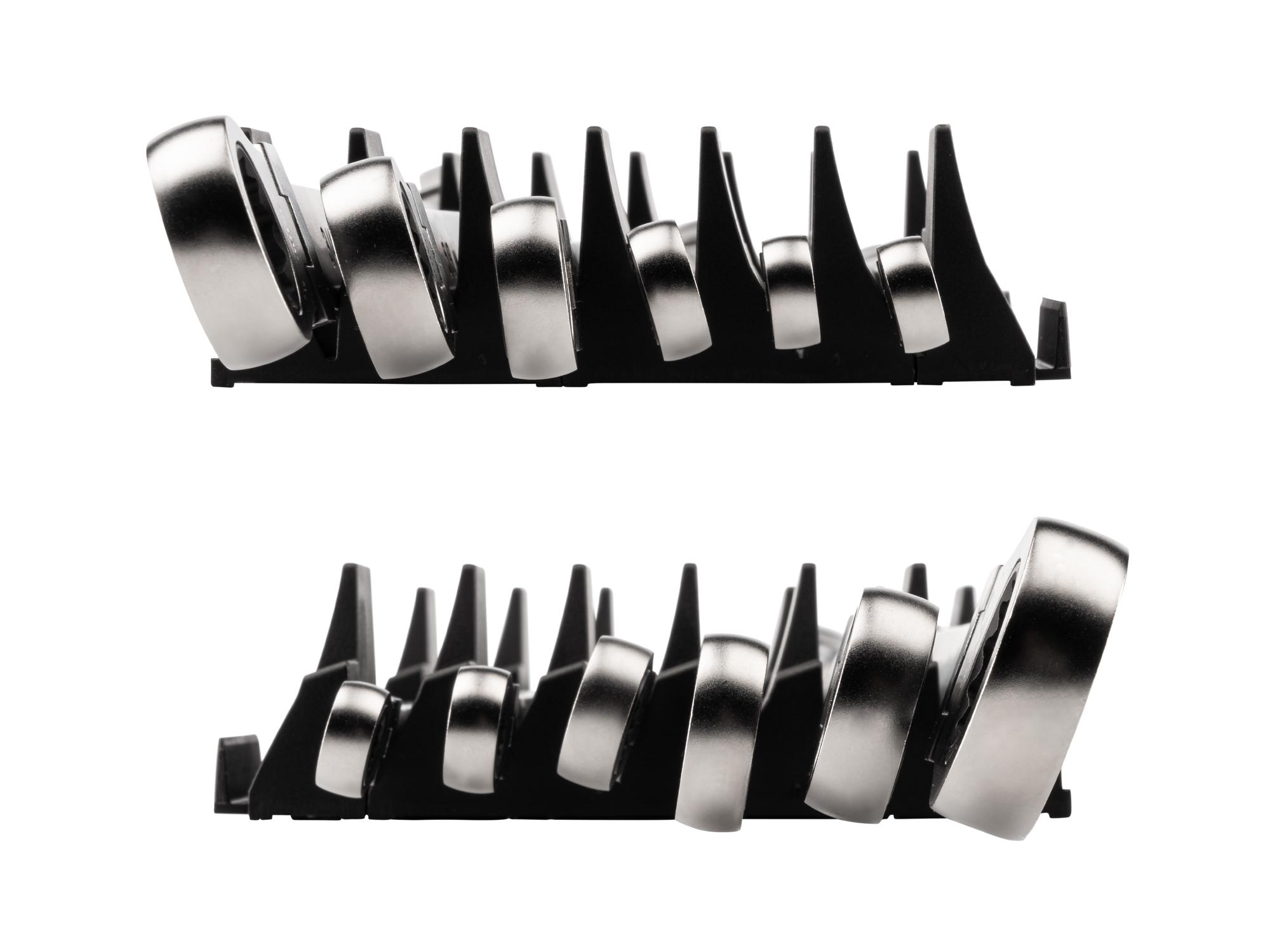 Side view of Tekton modular ratcheting box end wrench set. Item #WRB96300