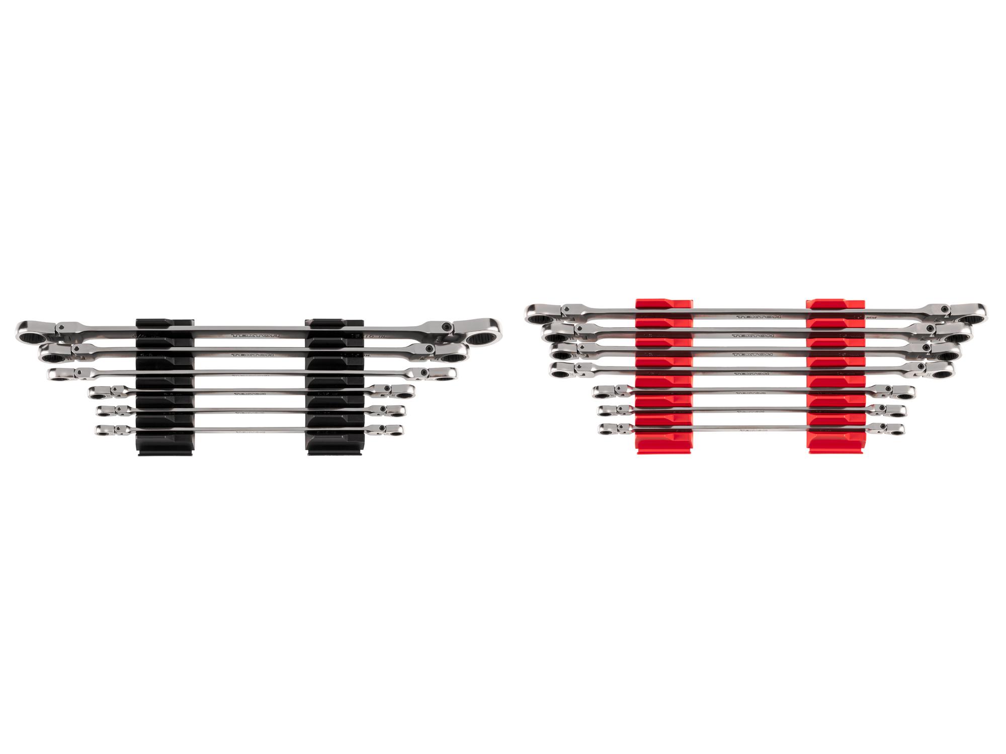 Front view of Tekton modular ratcheting box end wrench set. Item #WRB96302