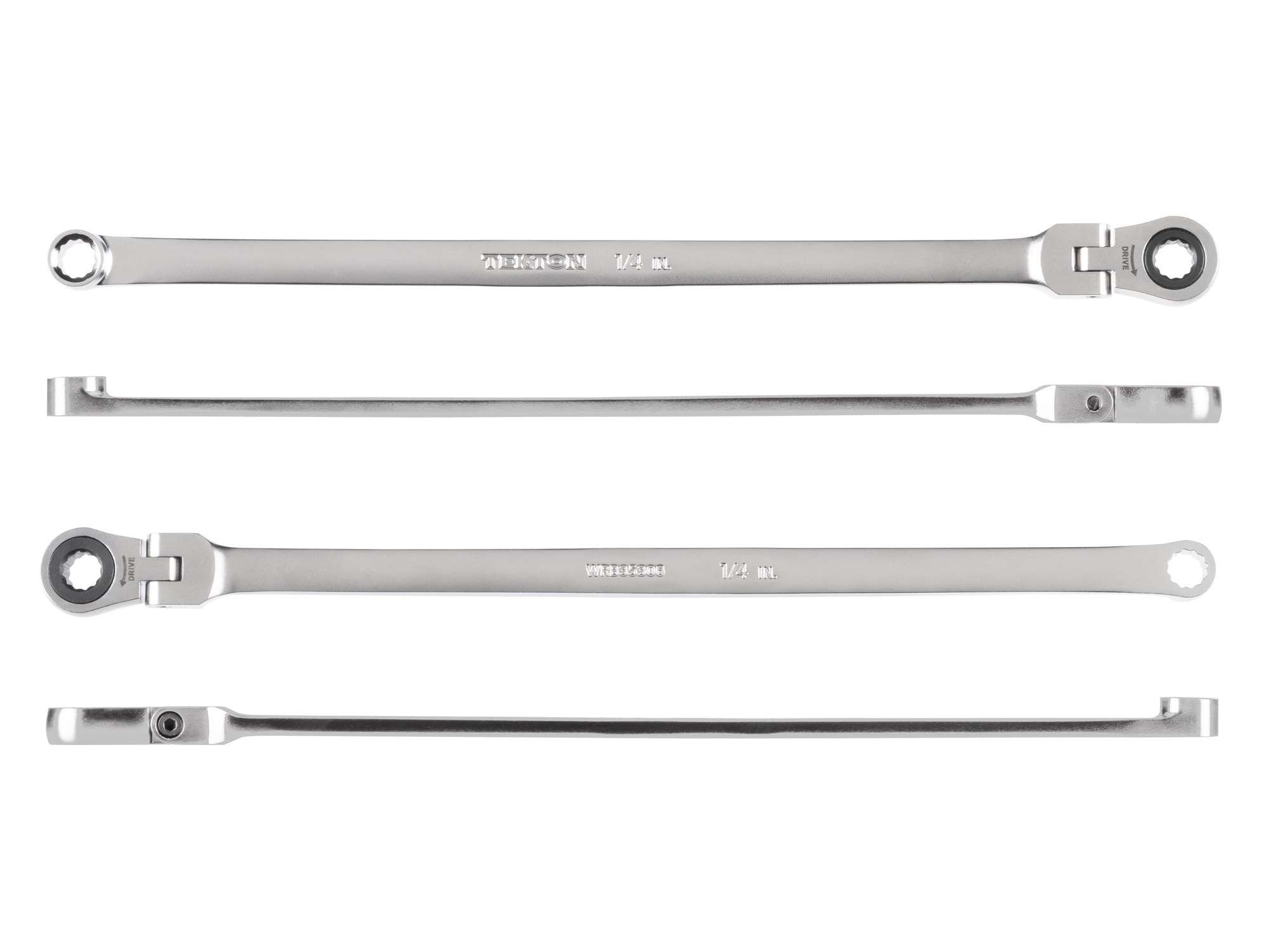 Side view of Tekton 1/4 inch ratcheting box end wrench set. Item #WRB35306